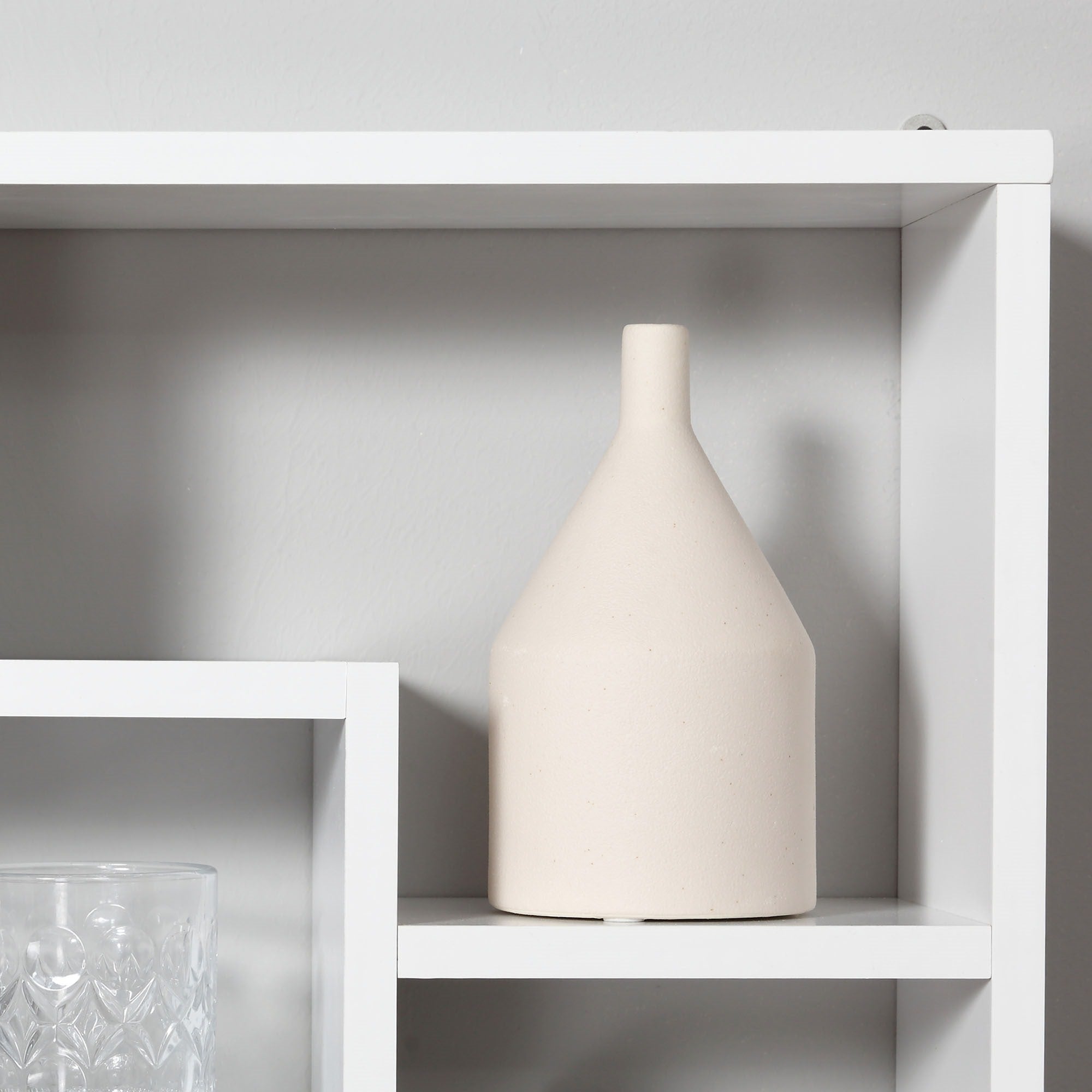 Easycomfort Pensile Libreria da Parete Sospesa 8 Vani in 3 Diverse Dimensioni, Mensola da Muro Design Antiribaltamento Pannelli di Truciolare white 85x14.5x47.5cm Capacità: 20kg