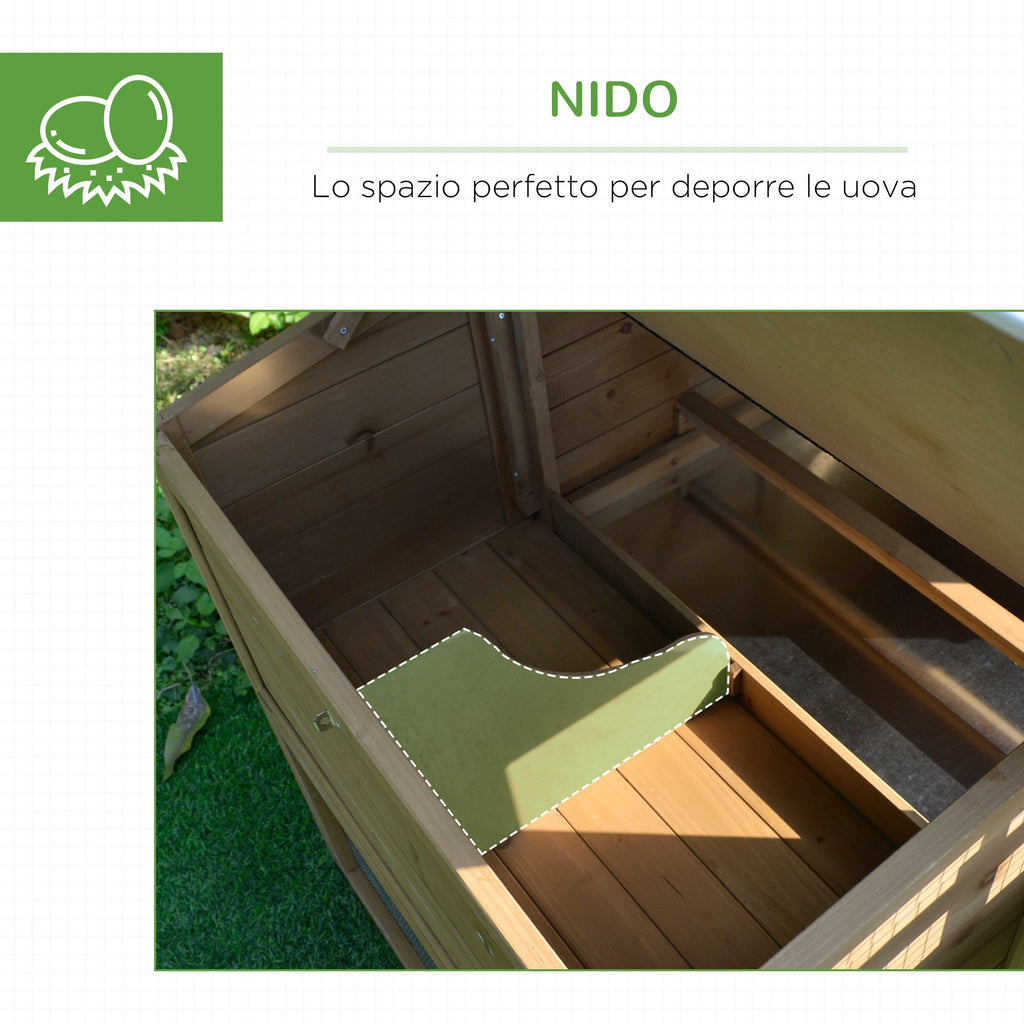 EASYCOMFORT Outdoor Chicken Coop for Laying Hens with Running Area, Nesting Area and Removable Wooden Garden Tray, 200x80x105 cm