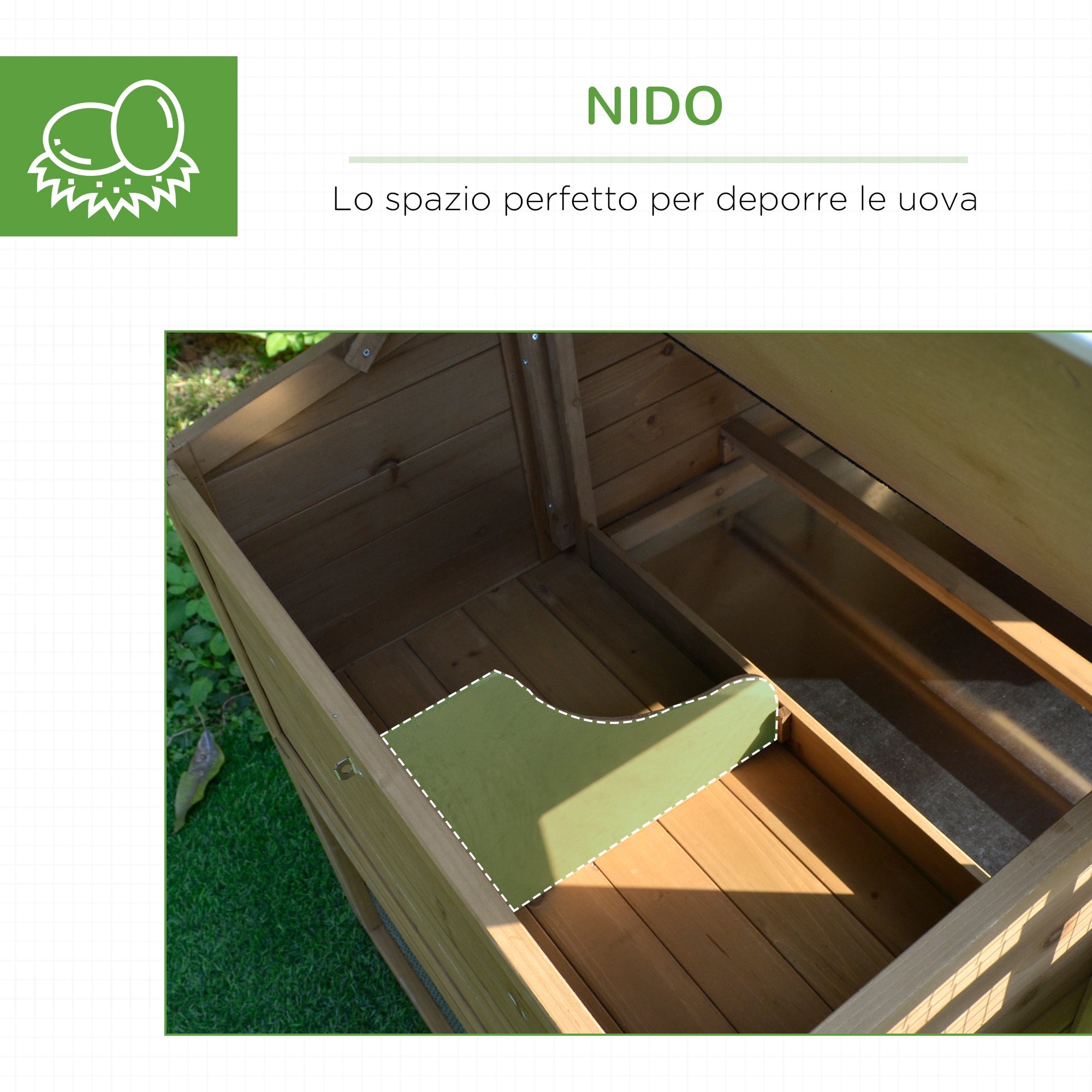 EASYCOMFORT Outdoor Chicken Coop for Laying Hens with Running Area, Nesting Area and Removable Wooden Garden Tray, 200x80x105 cm