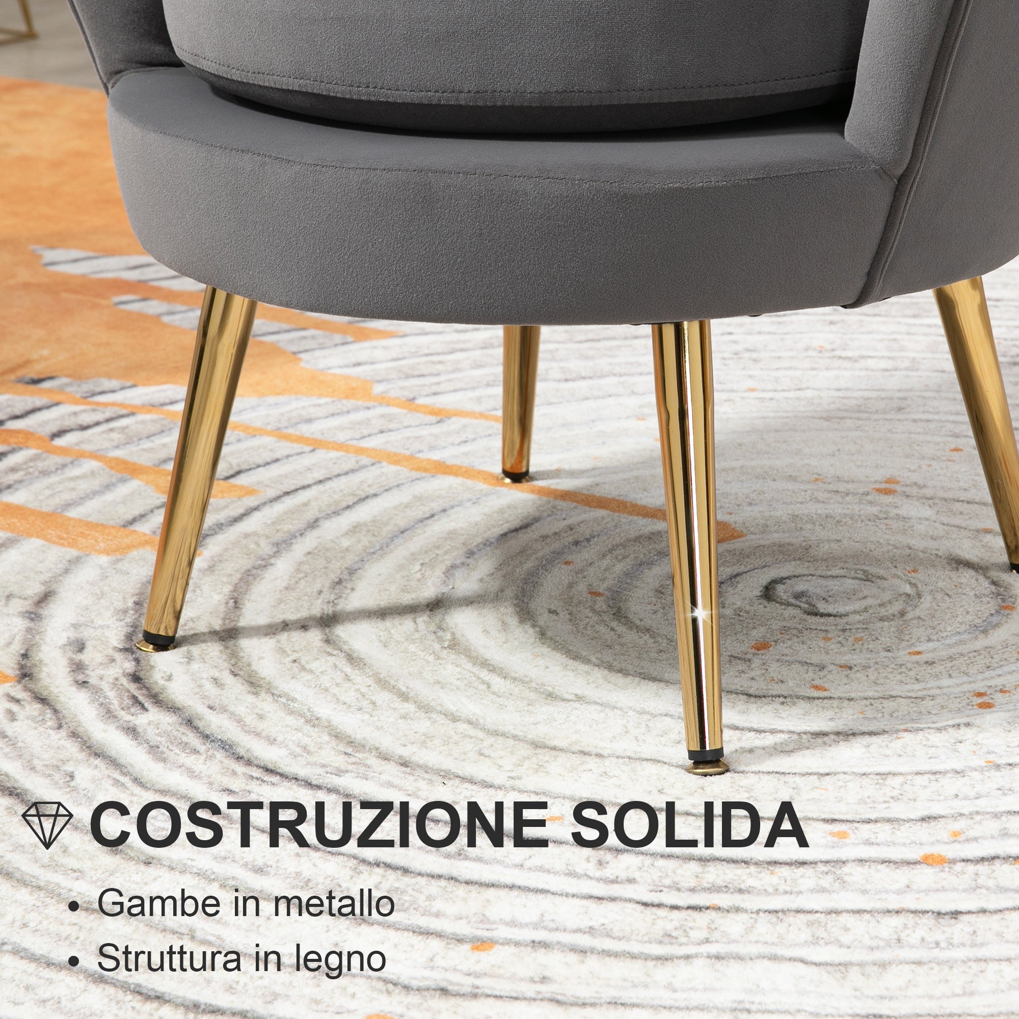 EasyComfort Poltrona a Conchiglia fauteuil 76x67x74 cm, grijs