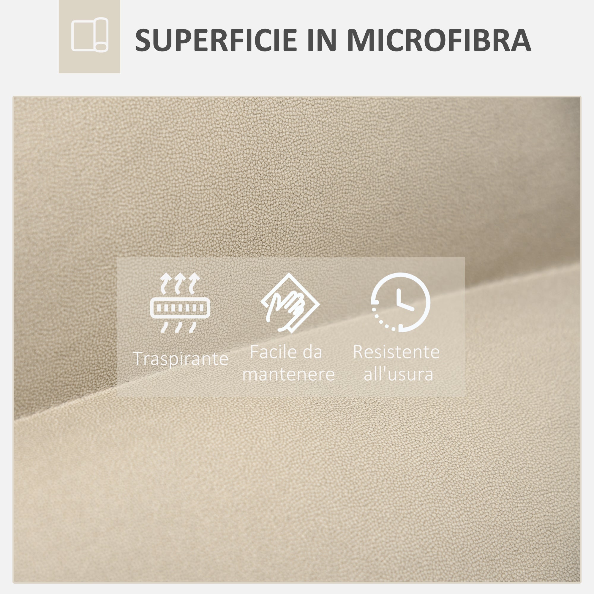 Easycomfort Poltrona in Tessuto Imbottita Girevole a 360° e Reclinabile a 3 Livelli 62x70x95cm, Beige