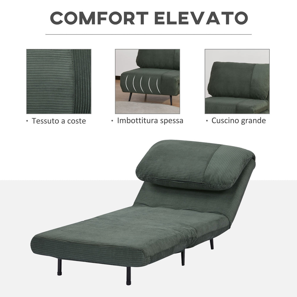EasyComfort Fauteuilbed 1-persoons, 2-in-1, 3-standen rugleuning