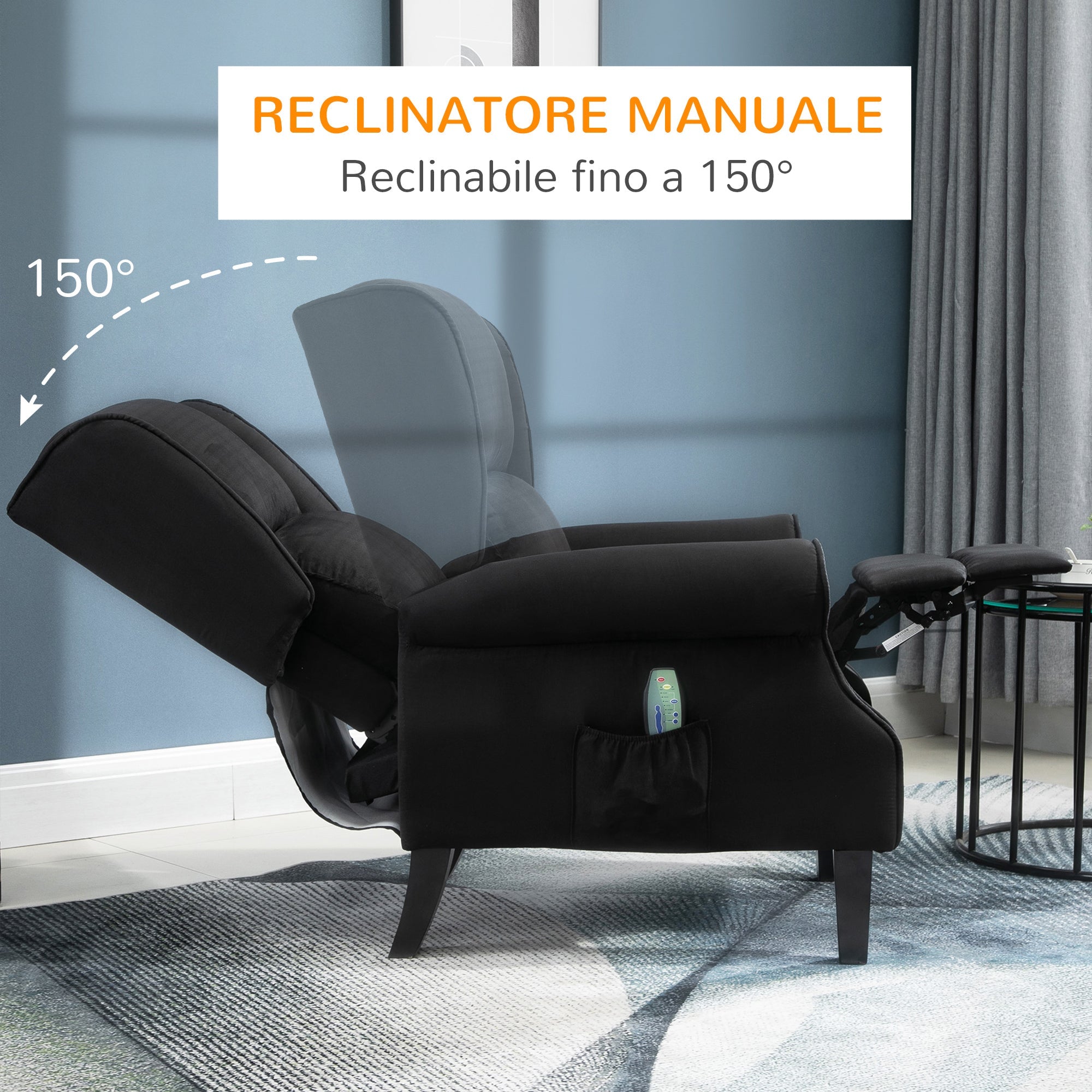 EasyComfort Relax-massagefauteuil met afstandsbediening 78x83x101 cm zwart