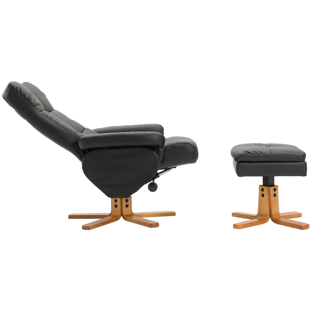 Easycomfort Poltrona Sedia Relax Reclinabile with Poggiapiedi in Pelle PU black