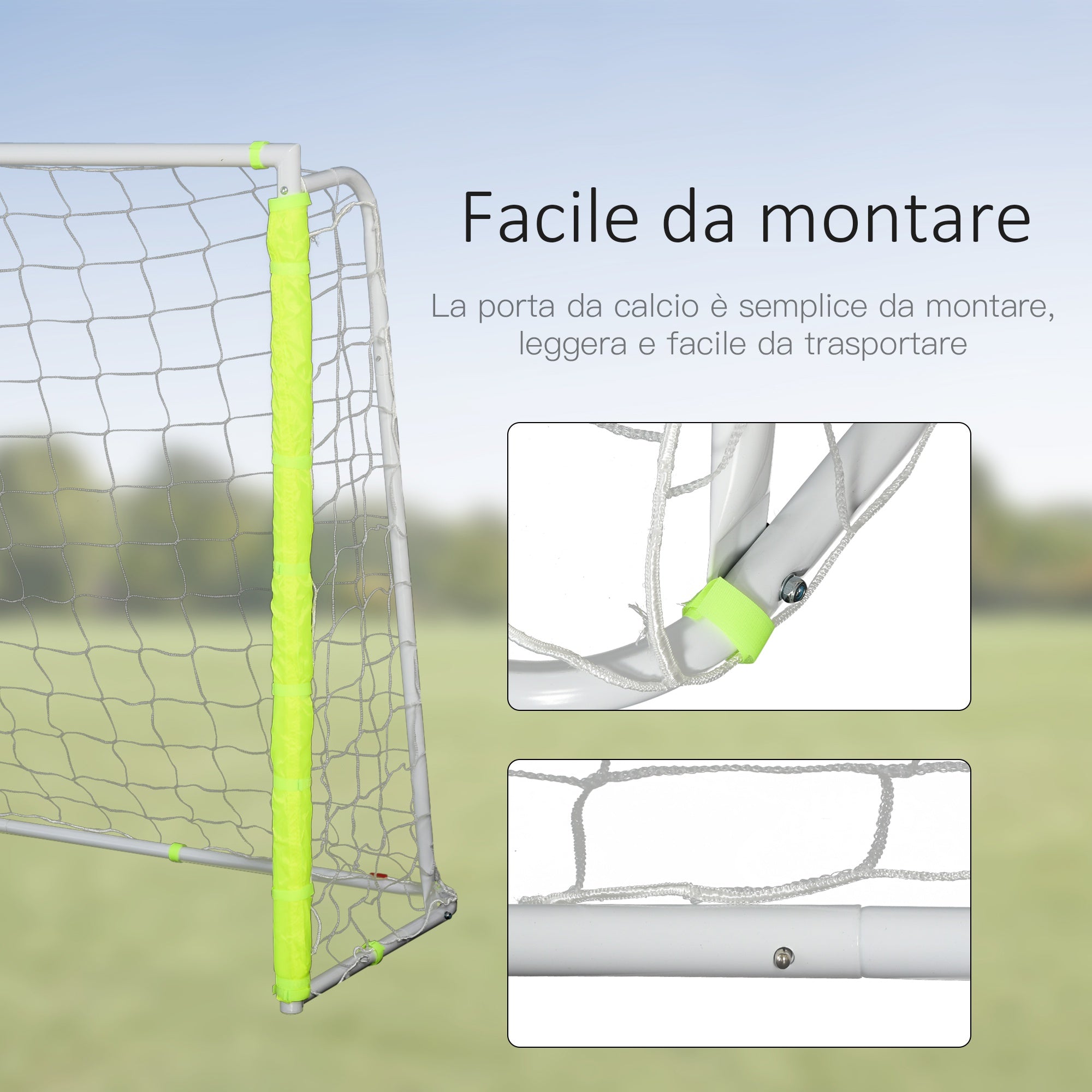 EasyComfort Porta da Calcio per Adulti e Bambini Rete with Bersaglio Centrale e Pali in Tessuto Giallo 186x62x123cm