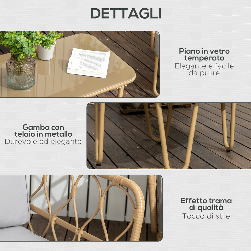 EasyComfort Boho loungeset 2-zits met 2 fauteuils en salontafel