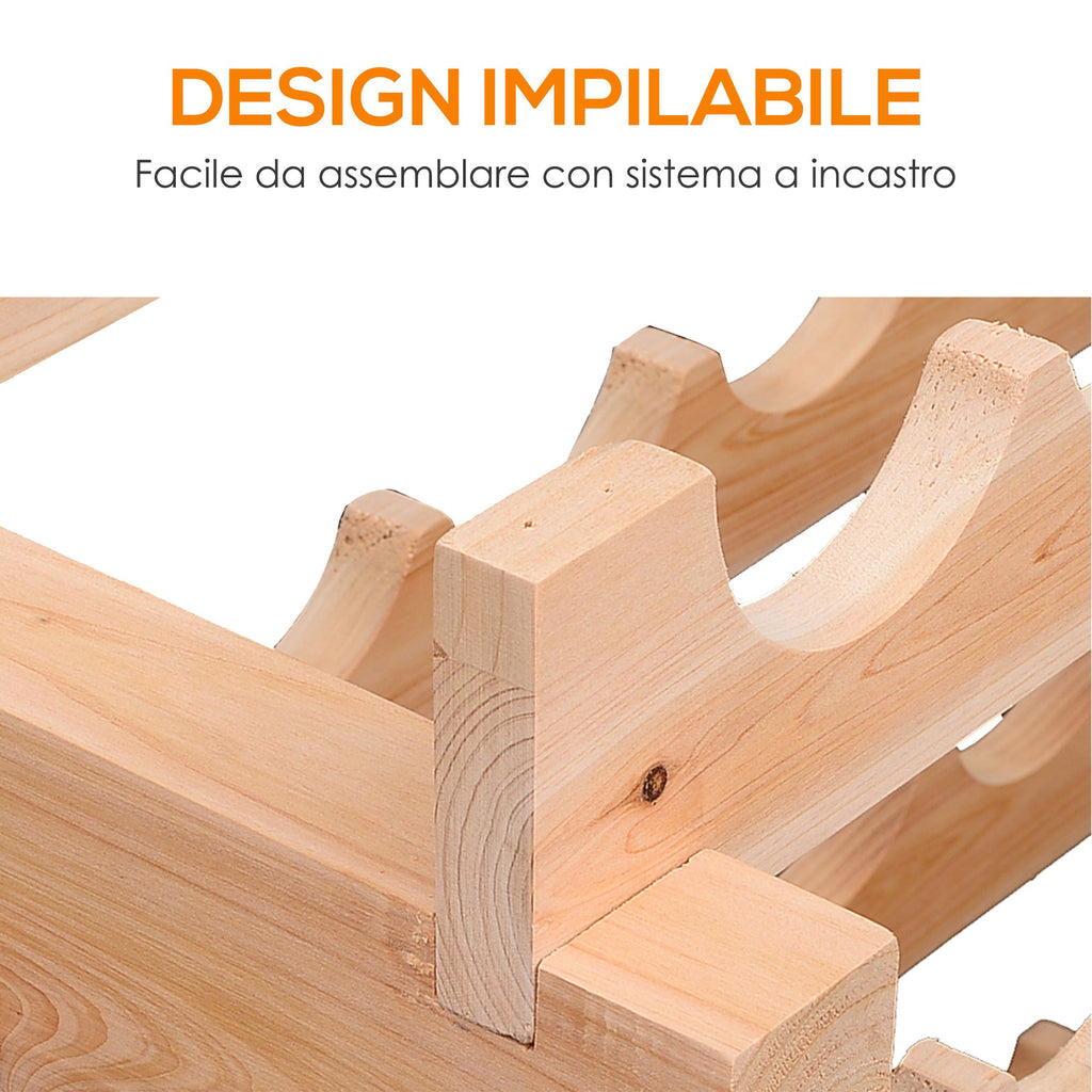 EasyComfort Scaffale Portabottiglie in Legno di Pino, Cantinetta with 6 Ripiani, Max 72 Bottiglie (100 kg), 114 x 28 x 80 cm
