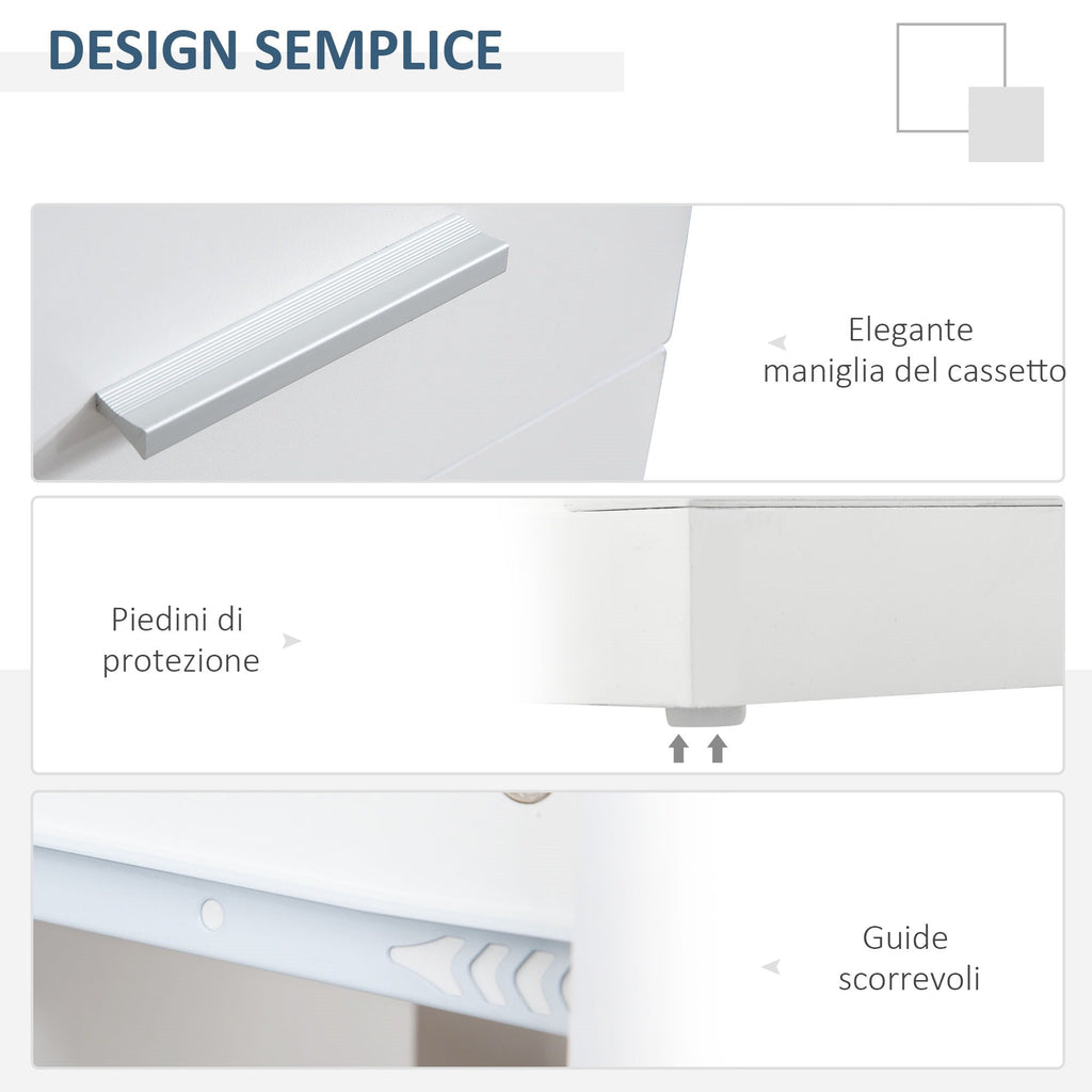 EasyComfort Scrivania Angolare Moderna in Legno with Cassetto, Armadietto e Mensole, Arredamento per Ufficio e Casa, white