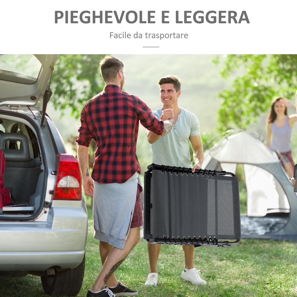 EasyComfort Sdraio da Giardino Pieghevole with Schienale Reclinabile su 5 Posizioni e Cuscino, 185x58x30cm, Grigio
