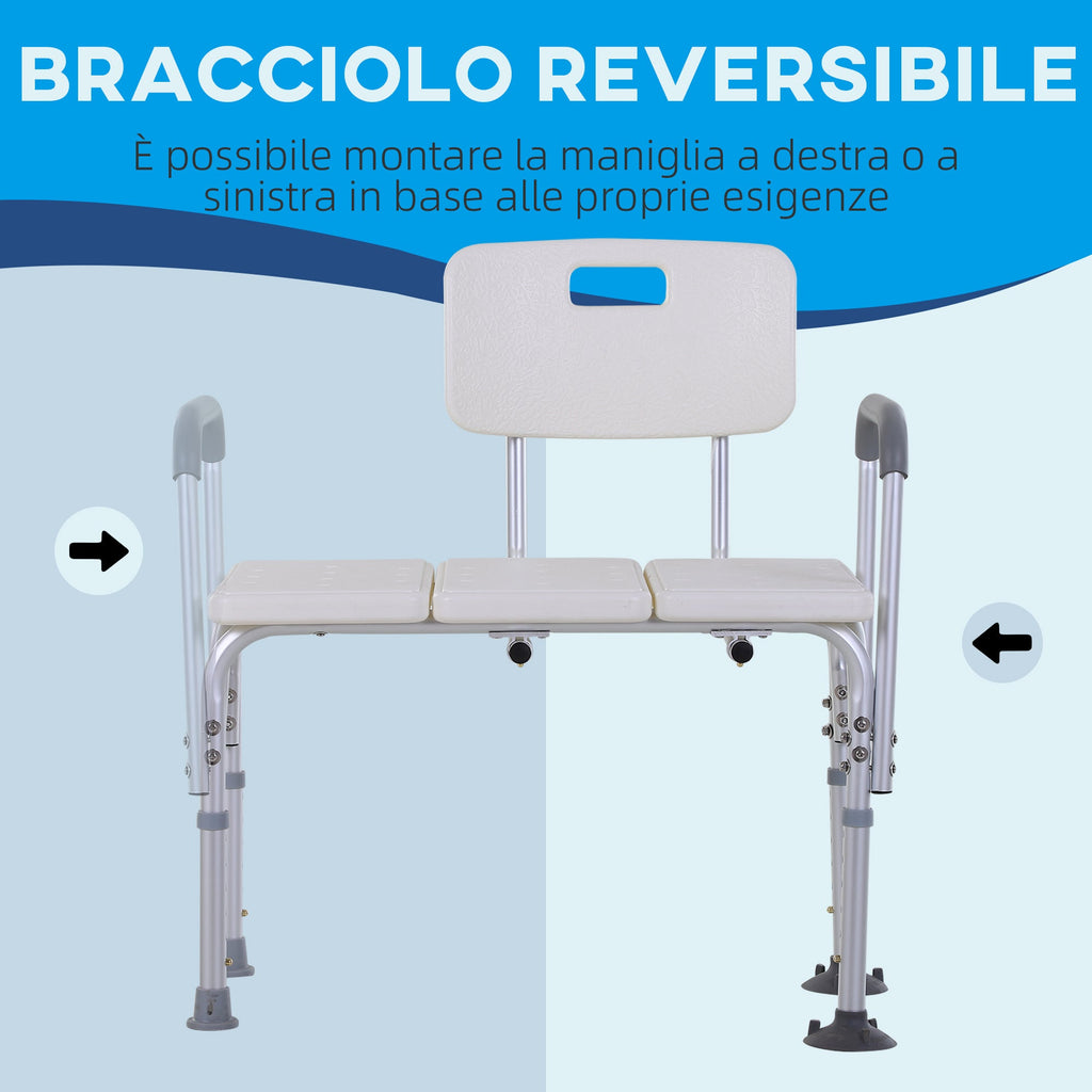 Easycomfort Sedia da Doccia with Altezza Regolabile su 6 Livelli, Piedini e Bracciolo Antiscivolo, Ampia Seduta (68.5x40.5cm)