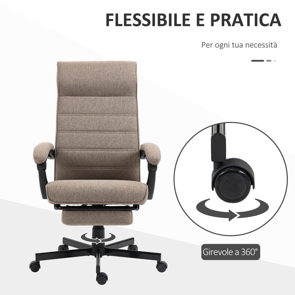 Easycomfort Sedia da Ufficio with Altezza Regolabile, Poggiapiedi Incluso e Seduta Imbottita, 68x67x106-114 cm, Marrone