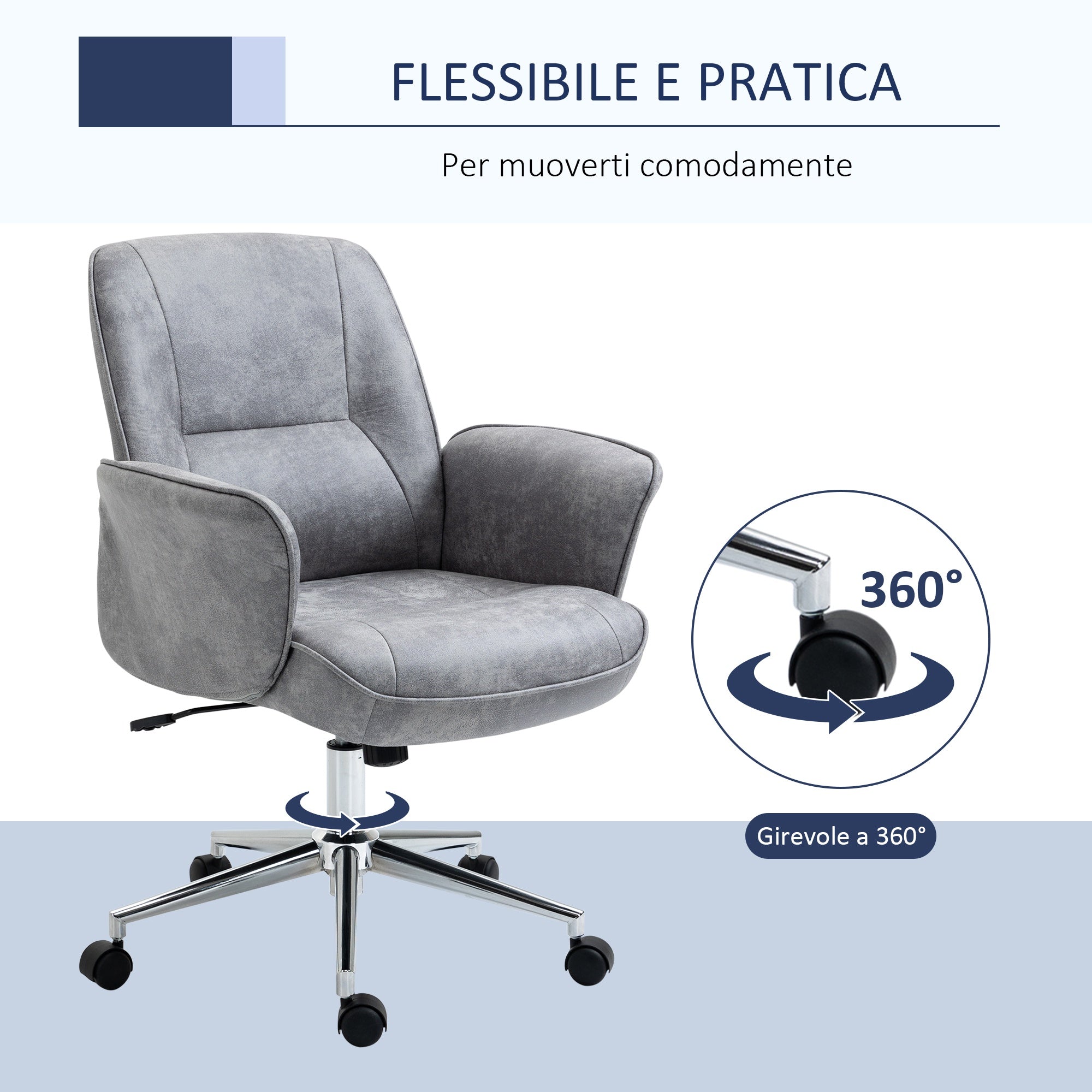 EasyComfort ergonomische bureaustoel microvezel grijs 67x69x92-102 cm