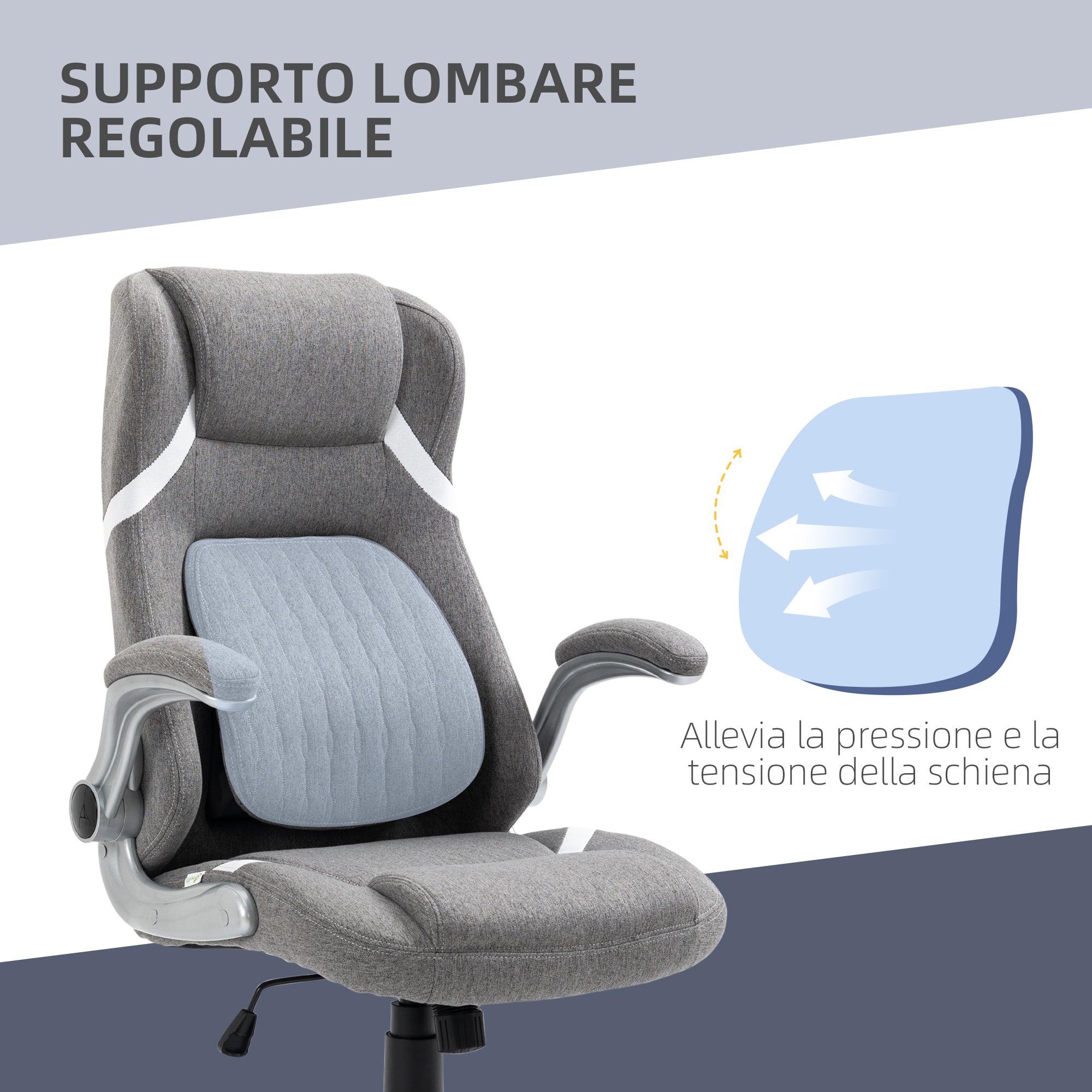 Easycomfort Sedia da Ufficio Reclinabile in Tessuto Traspirante e Acciaio with Altezza Regolabile, 68x76x109-117 cm