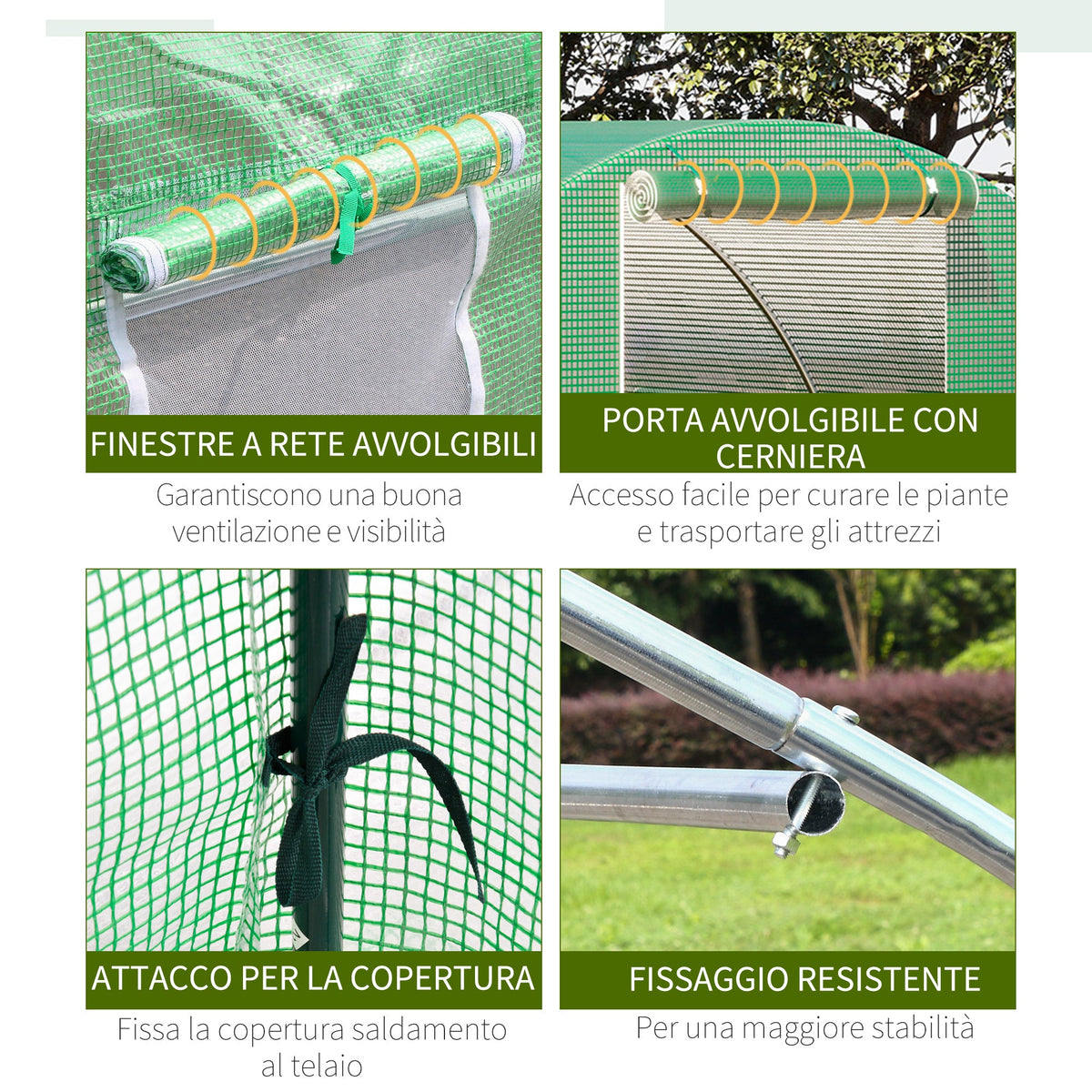 EasyComfort Tunnelkas 3x3x2 m met PE-doek en 4 ramen