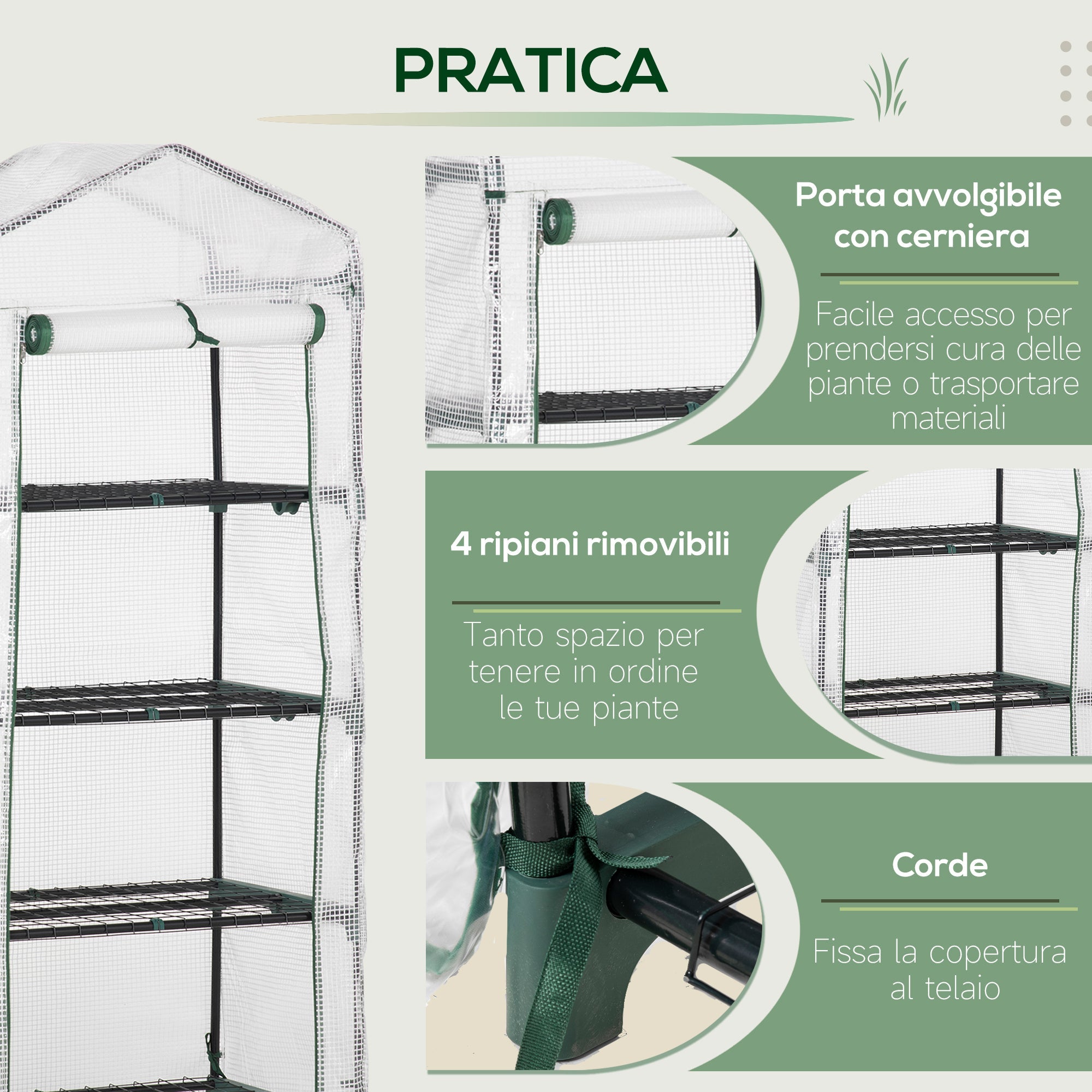 EASYCOMFORT verticale tuinkas met 4 niveaus, 70x50x160 cm