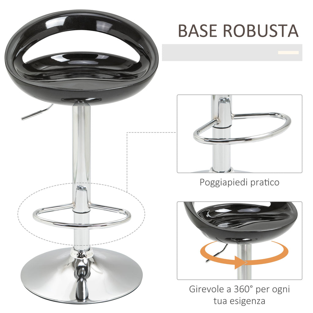 Easycomfort Set 2 Sgabelli da Bar Alti, Sgabelli Girevoli a 360°, with Schienale e Poggiapiedi, Altezza Regolabile, Base in Acciaio, per Sala da Pranzo e Cucina, 46x41x76-96cm, black