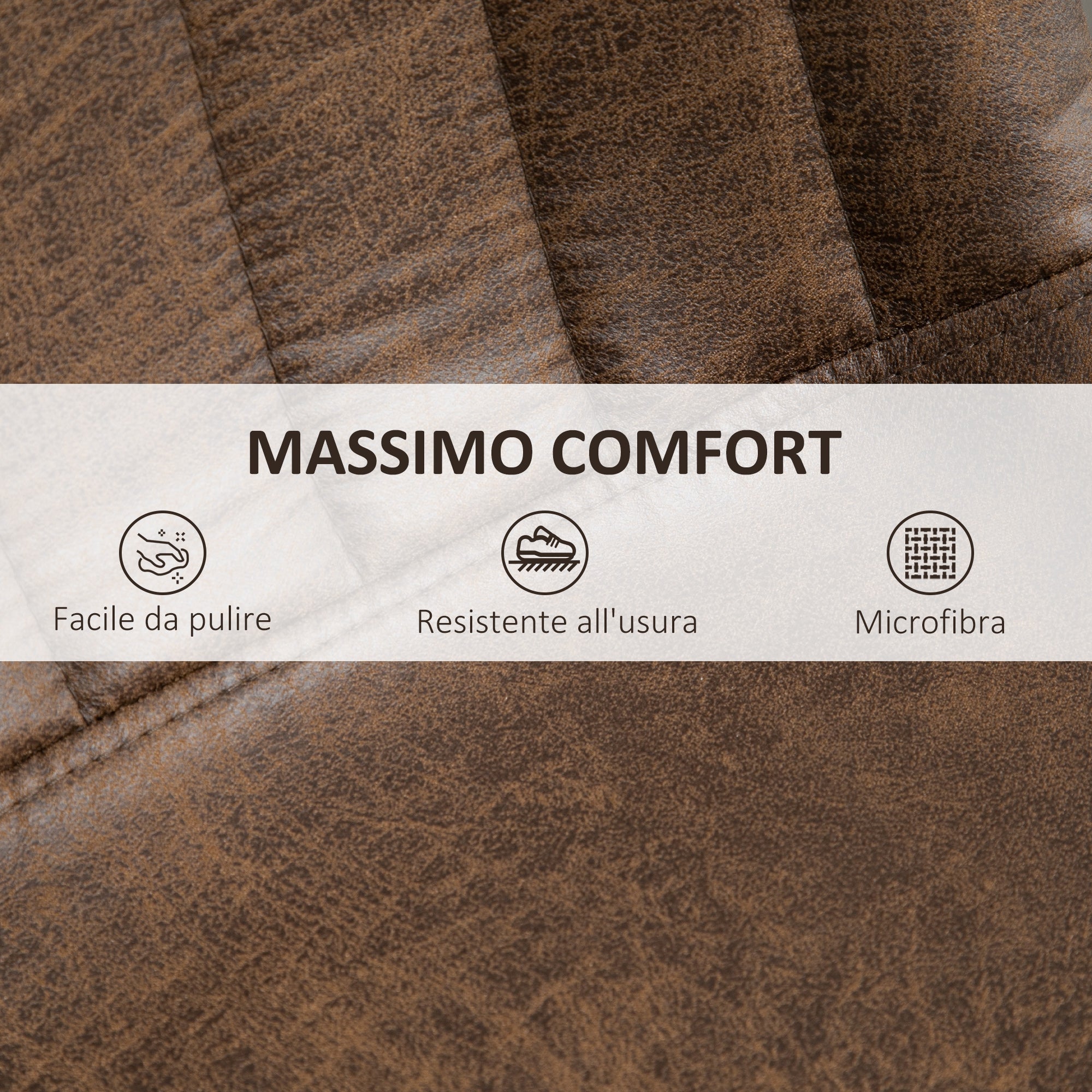 EasyComfort Set 2 Sgabelli Alti da Bar in Stile Industriale with Schienale, Poggiapiedi e Altezza Regolabile, Sedia in Microfibra, Marrone