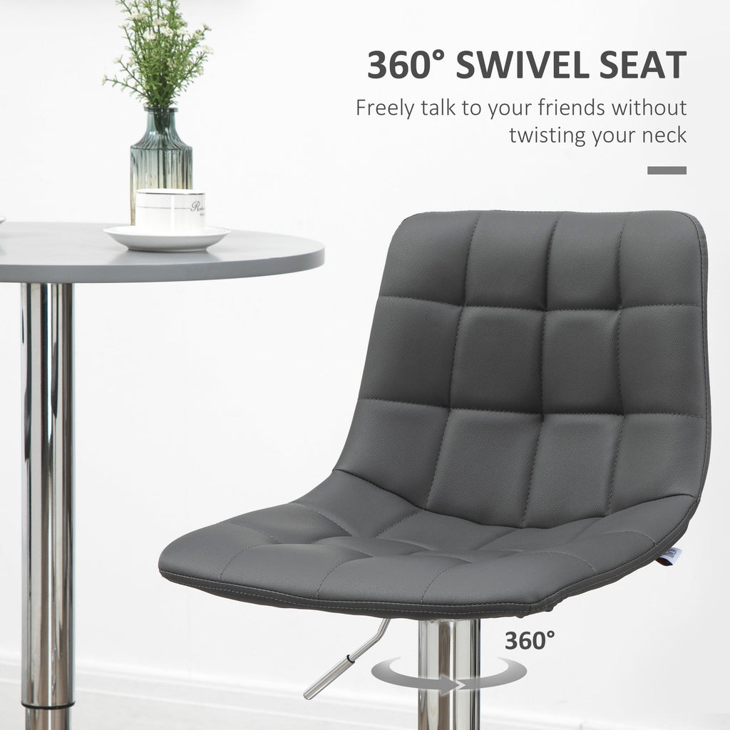 EasyComfort Set 2 Sgabelli Alti Moderno da Bar Girevoli with Schienale e Poggiapiedi, Sedia with Altezza regolabile, 42x45x89-110cm, Grigio