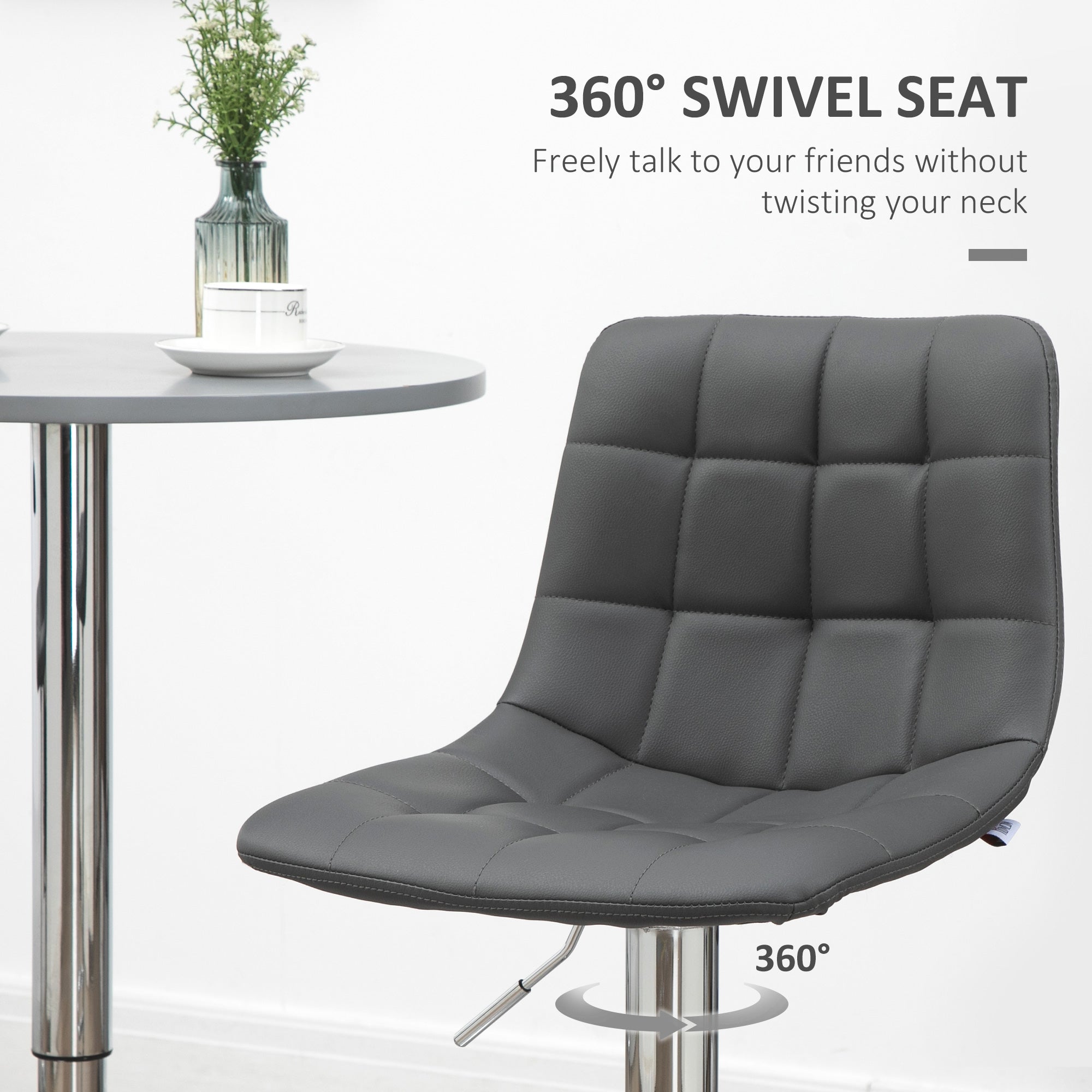 EasyComfort Set 2 Sgabelli Alti Moderno da Bar Girevoli with Schienale e Poggiapiedi, Sedia with Altezza regolabile, 42x45x89-110cm, Grigio
