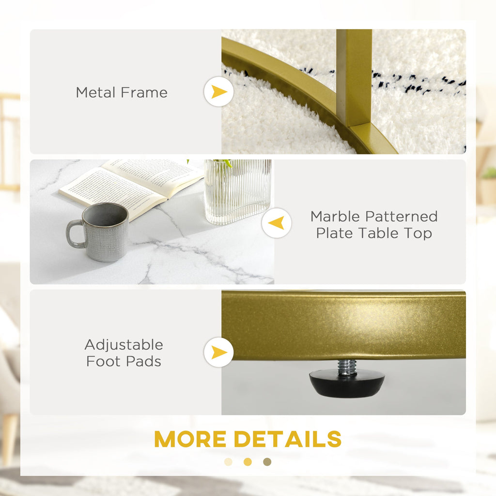 EasyComfort Set 2 Opstapelbare Ronde Bijzettafels Ø74x46.3 cm & Ø59x38.5 cm, wit en goud