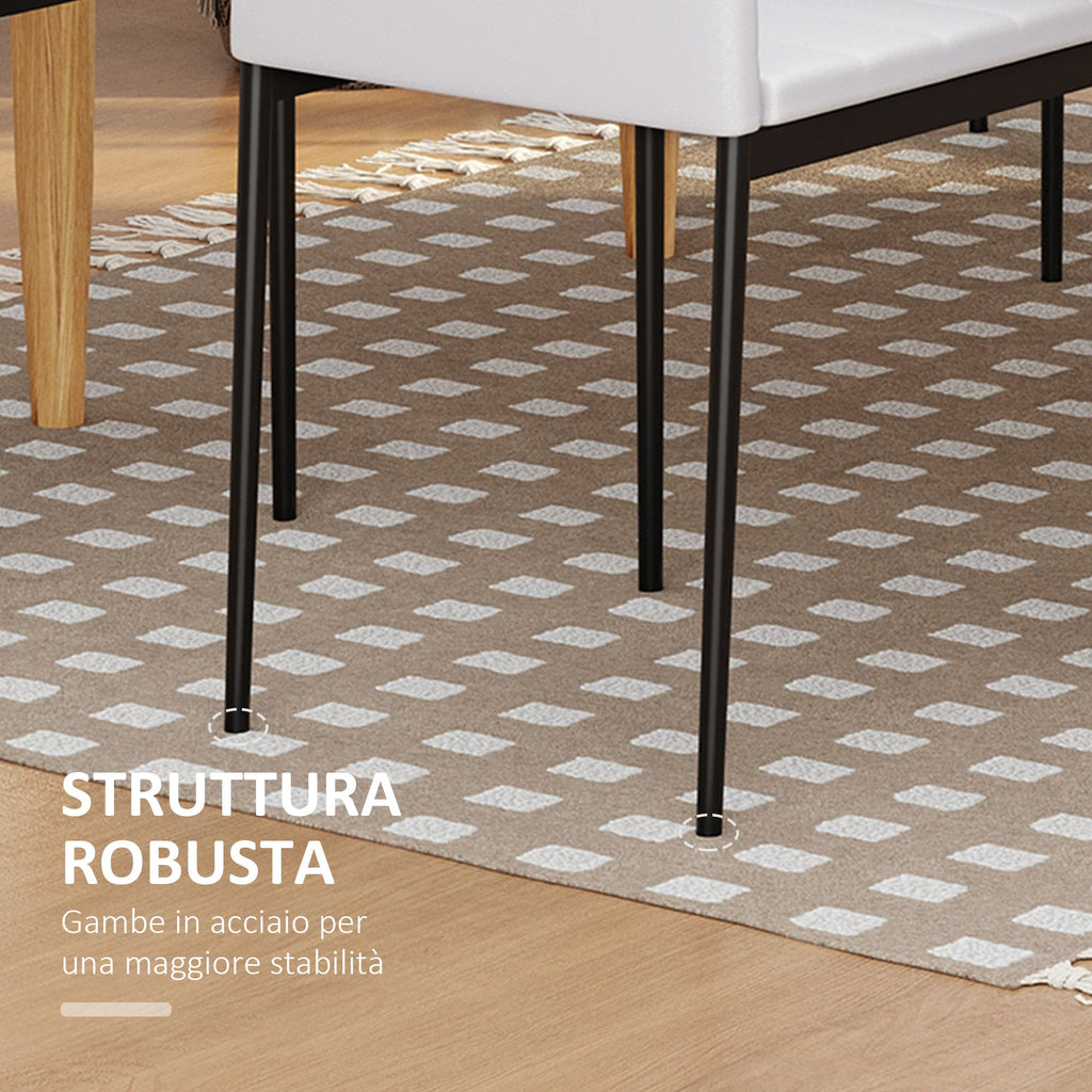 EasyComfort Set 4 Sedie per Soggiorno Imbottite in Tessuto, Sedie Sala da Pranzo Moderne with Gambe in Metallo, Capacità 120 kg, white