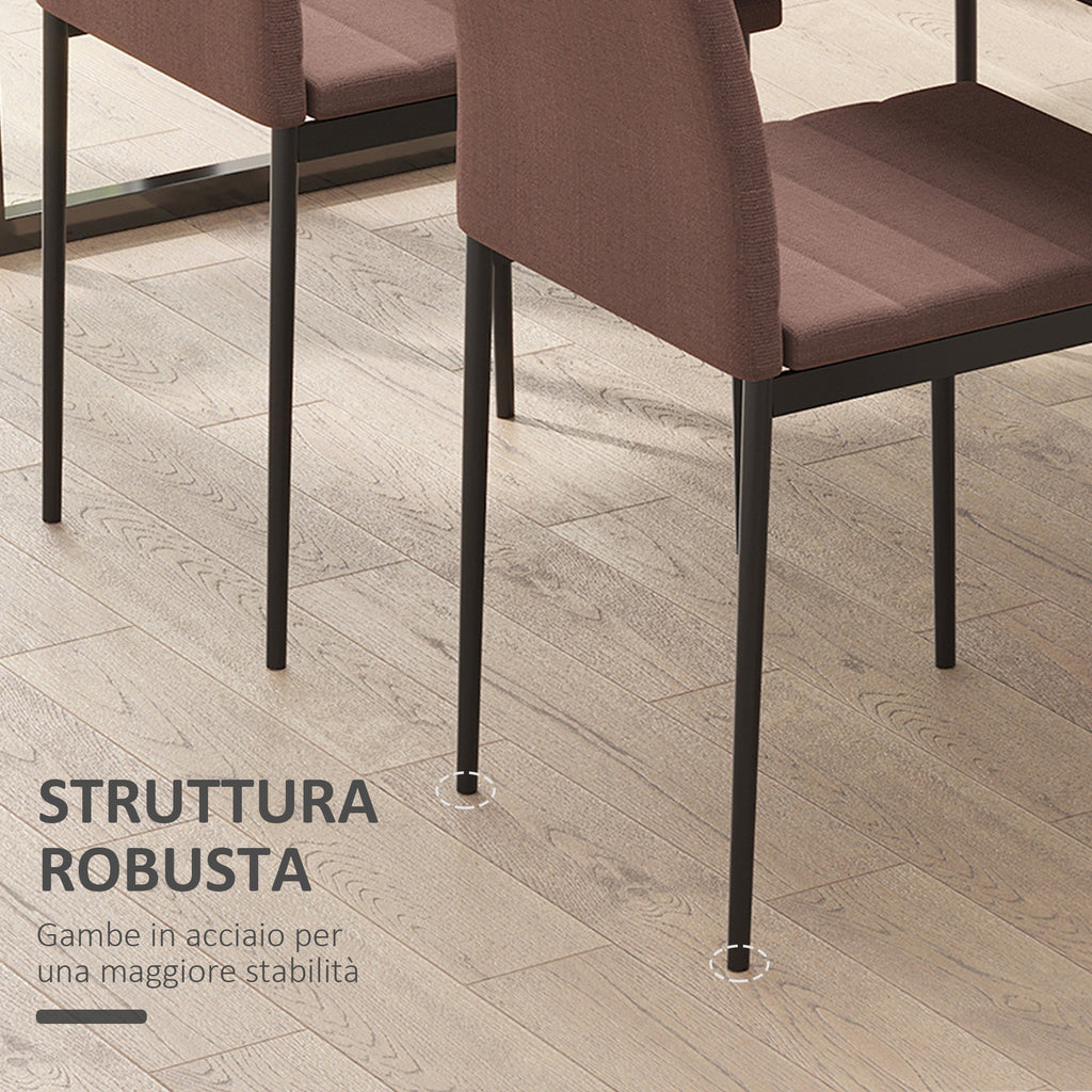 Easycomfort Set 4 Sedie Imbottite per Soggiorno o Sala da Pranzo, Sedie da Cucina Moderne, in Metallo e Tessuto Cachi
