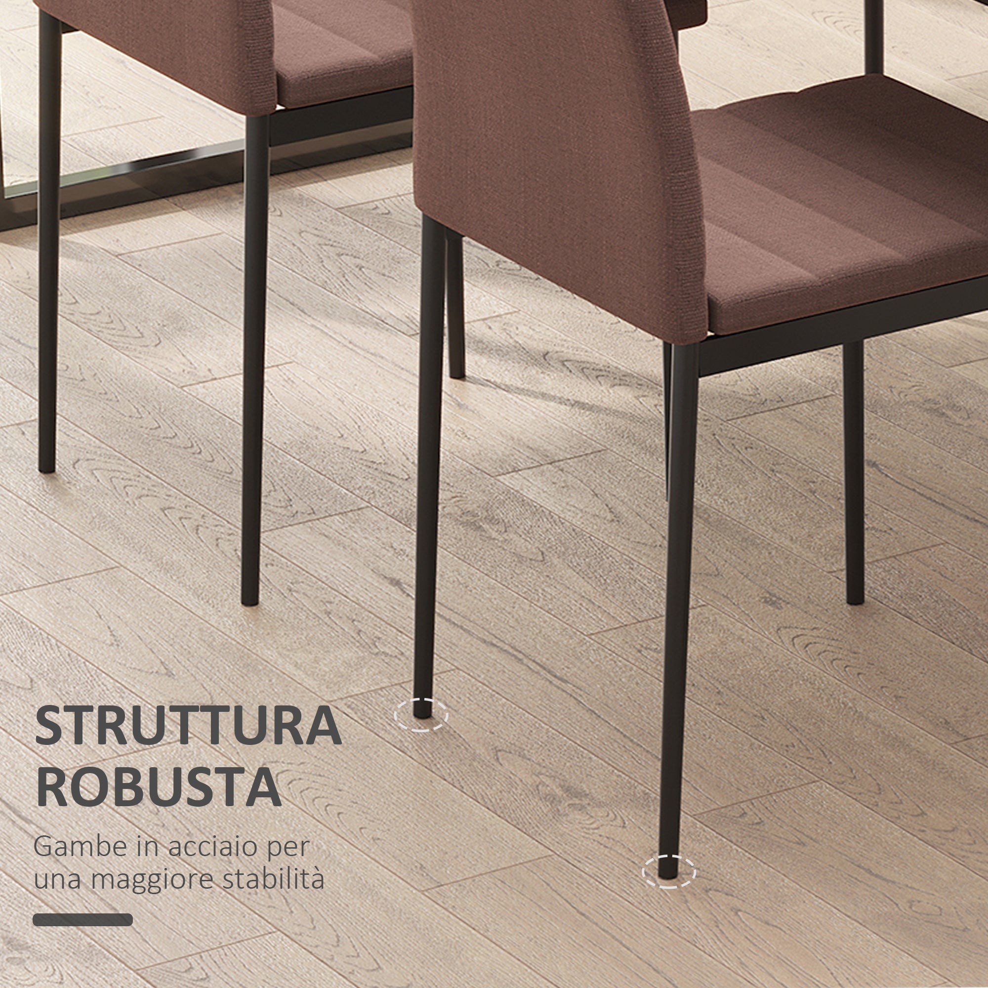 Easycomfort Set 4 Sedie Imbottite per Soggiorno o Sala da Pranzo, Sedie da Cucina Moderne, in Metallo e Tessuto Cachi