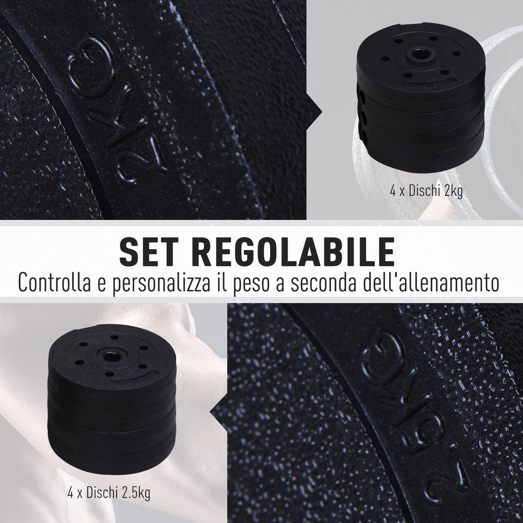 Easycomfort Set Manubri Palestra 20kg (4x2.5kg, 4x2kg) with 8 Dischi da 2kg, 2.5kg, Ø25mm, per Allenamento a Casa