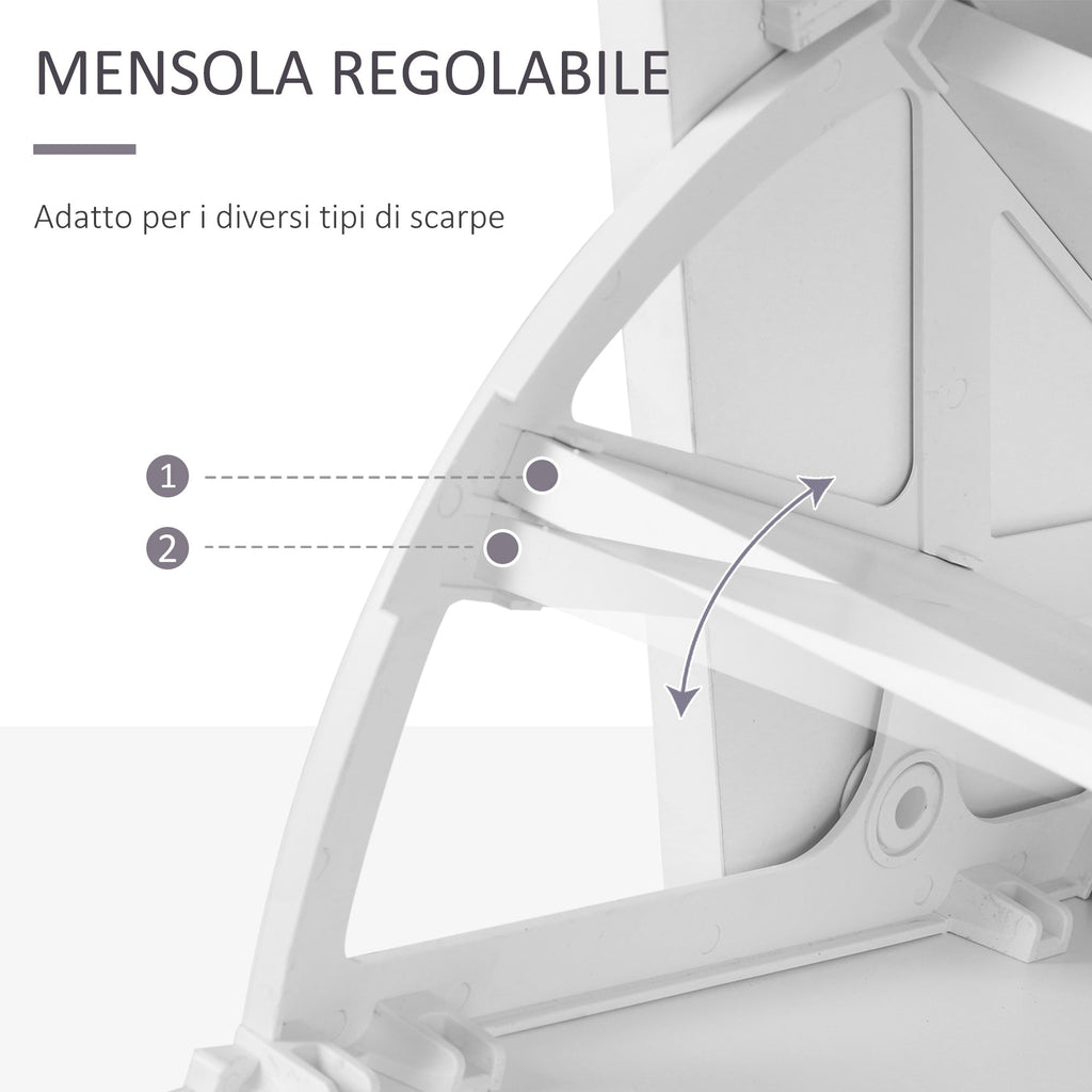 Easycomfort Set Mobili Ingresso Moderno with Scarpiera e Specchio, Appendiabiti da Ingresso with 6 Ganci, 2 Ripiani Regolabili e Cassetti in Legno per Corridoio, 90x24x177 cm, white