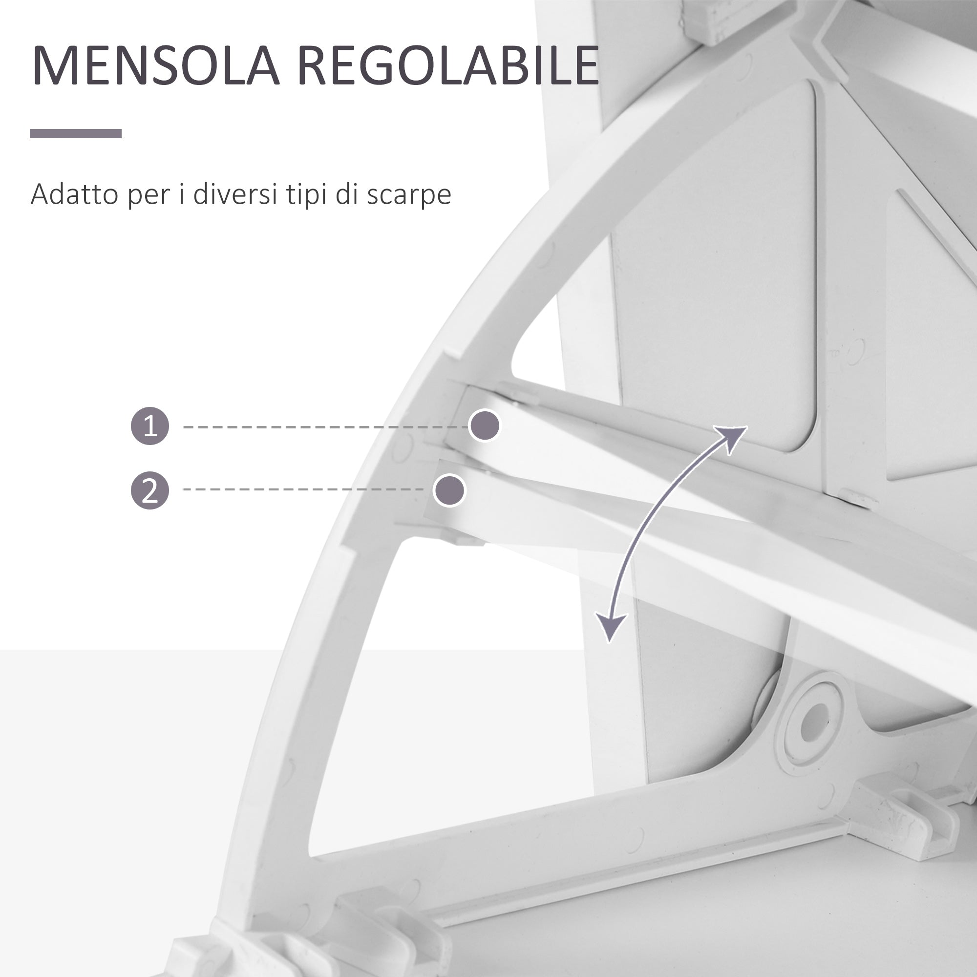 Easycomfort Set Mobili Ingresso Moderno with Scarpiera e Specchio, Appendiabiti da Ingresso with 6 Ganci, 2 Ripiani Regolabili e Cassetti in Legno per Corridoio, 90x24x177 cm, white