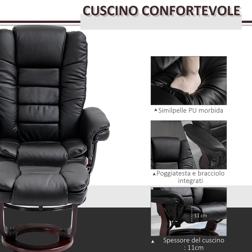 EasyComfort Relax fauteuilset met pouf, draaibaar 360° en verstelbaar