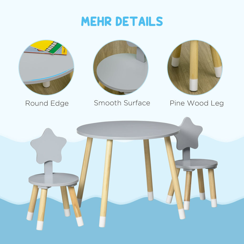 EasyComfort set tafeltje met 2 kinderstoelen, 3-delig, 18 maanden–4 jaar, grijs