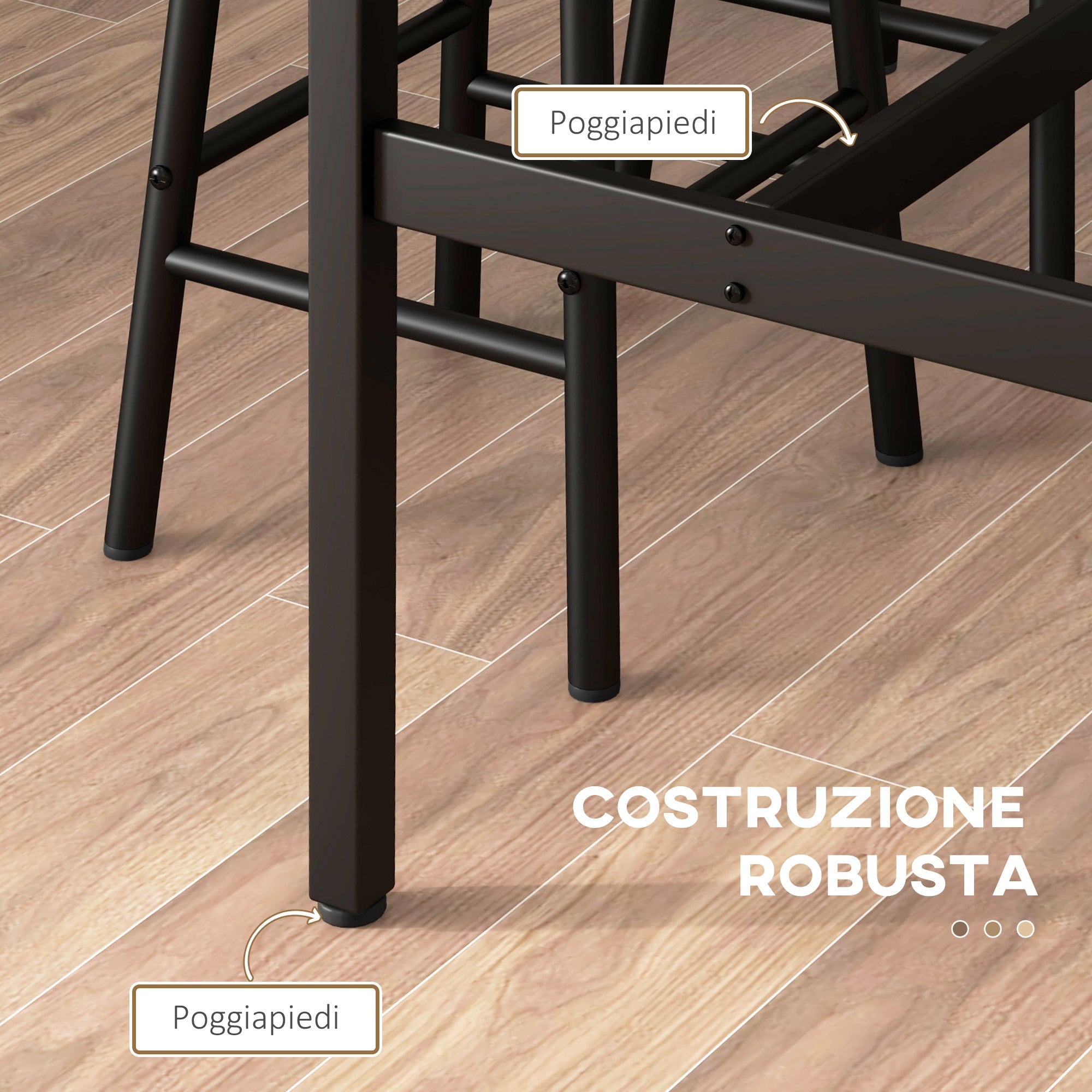EasyComfort 5-delig barset met tafel en 4 krukken, zwart/bruin