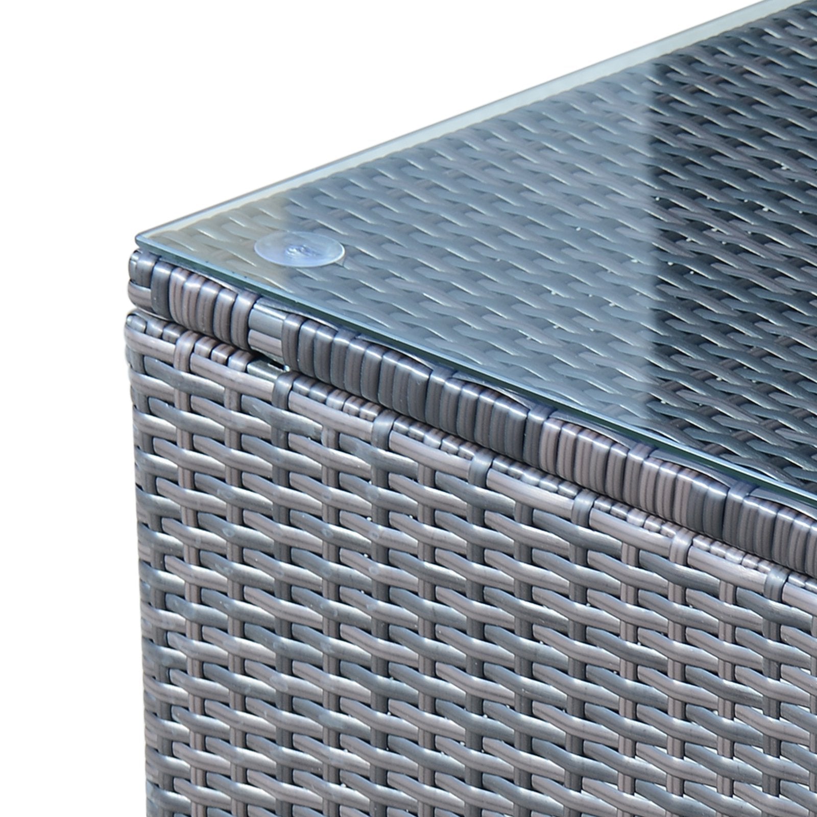 Easycomfort Tavolino da Giardino in Vetro Temperato 5mm Rettangolare Esterno Rattan 85 x 50 x 39 cm Marrone