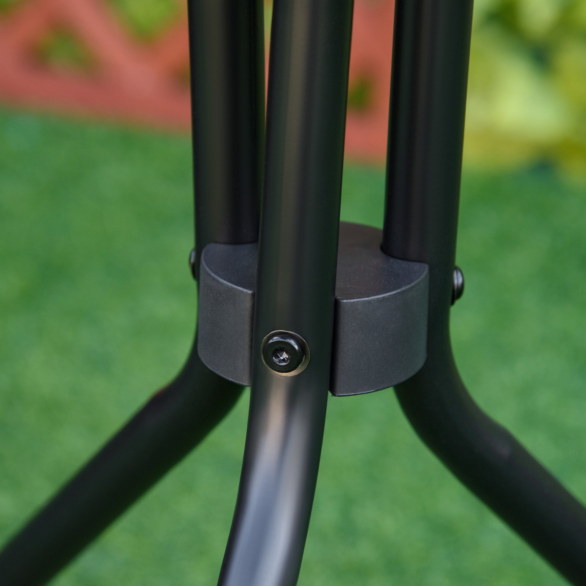 Easycomfort Tavolino da Giardino Rotondo with Ripiano in Vetro e Struttura in Metallo, Φ50x55cm, black