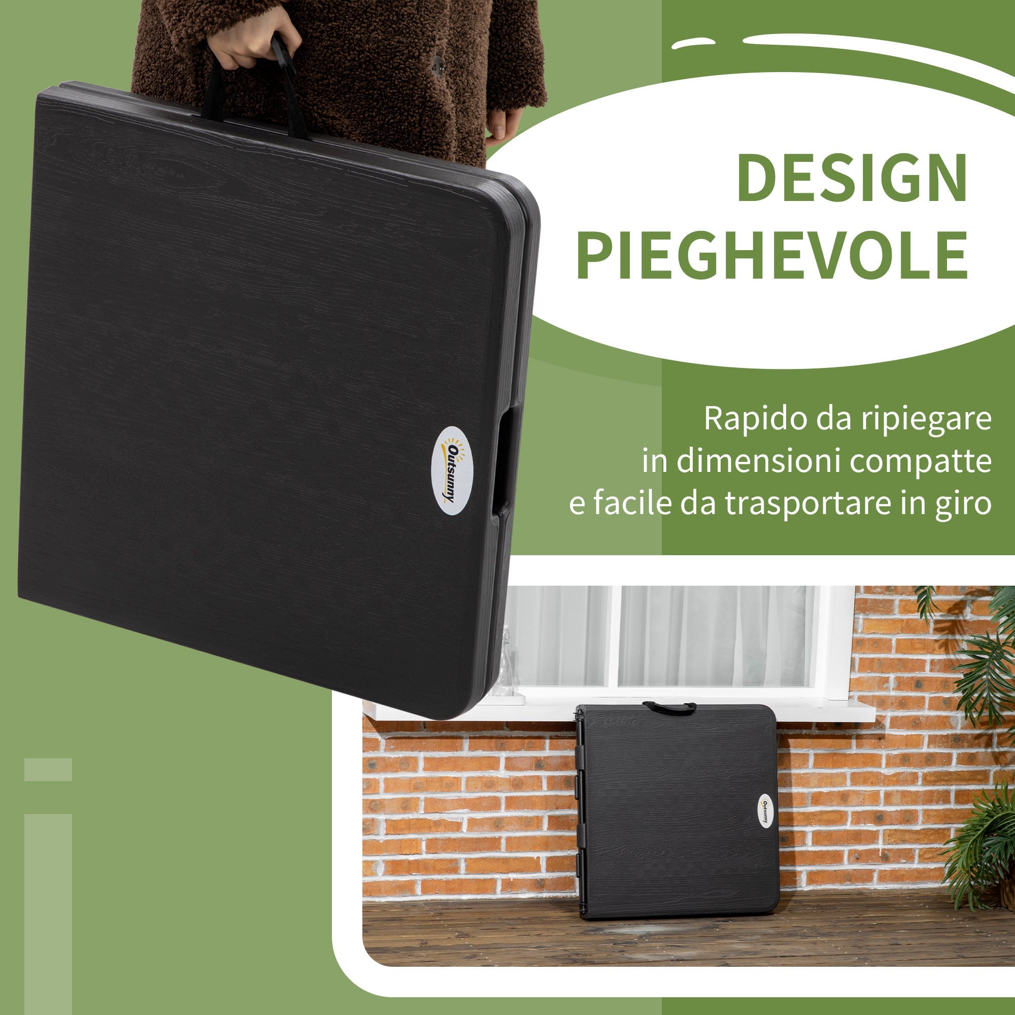 EasyComfort inklapbare tuintafel 4-persoons 118x60 cm – 2 hoogtes
