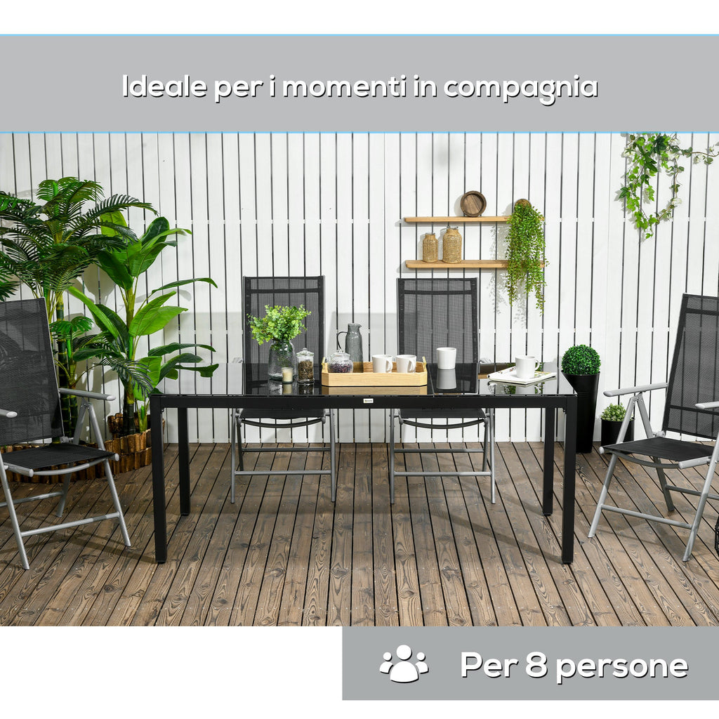 EasyComfort rechthoekige tuintafel 180x80 cm voor 8 personen