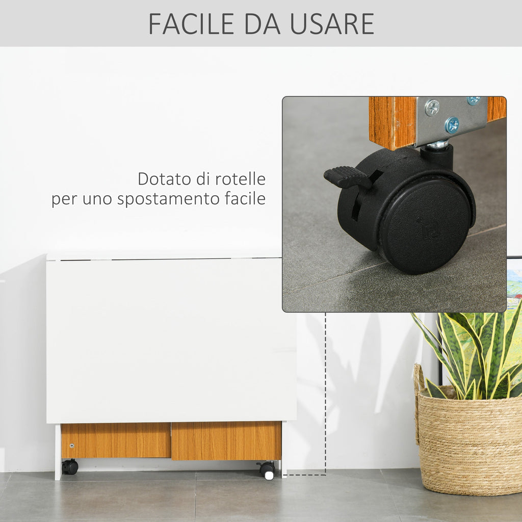 Easycomfort Tavolo da Pranzo Allungabile, Design Moderno, Tavolo Pieghevole Salvaspazio with Ruote 120 × 80 × 73cm