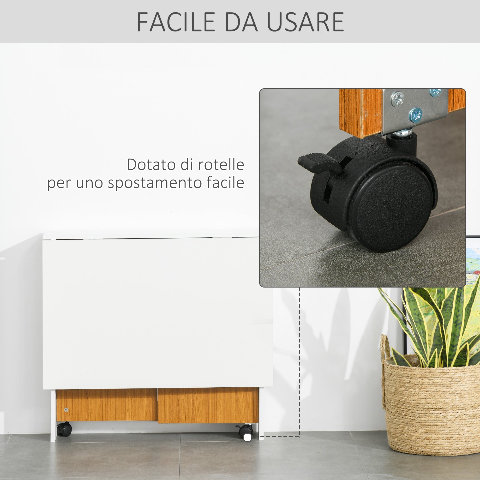 Easycomfort Tavolo da Pranzo Allungabile, Design Moderno, Tavolo Pieghevole Salvaspazio with Ruote 120 × 80 × 73cm