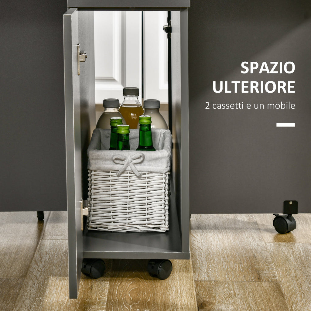 Easycomfort Tavolo Pieghevole da Pranzo in Truciolato with 2 Cassetti, 1 Armadietto, max. 6 Persone, 140x76x76 cm
