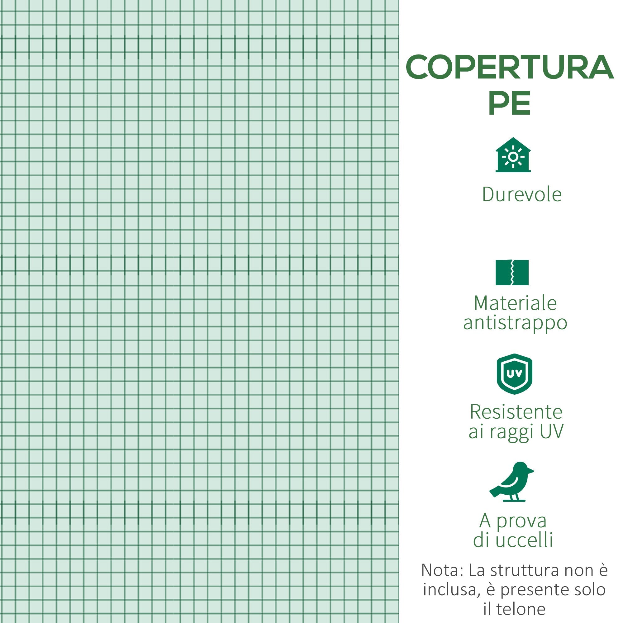 EasyComfort kasdoek PE 3x2x2 m, 6 vensters, oprolbare deur