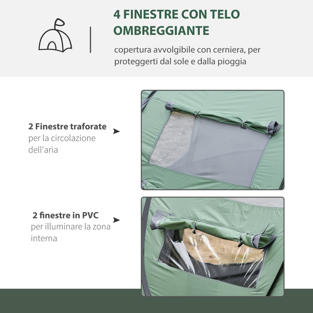 EASYCOMFORT Pop-up campingtent 4-5 personen, 2 deuren, donkergroen