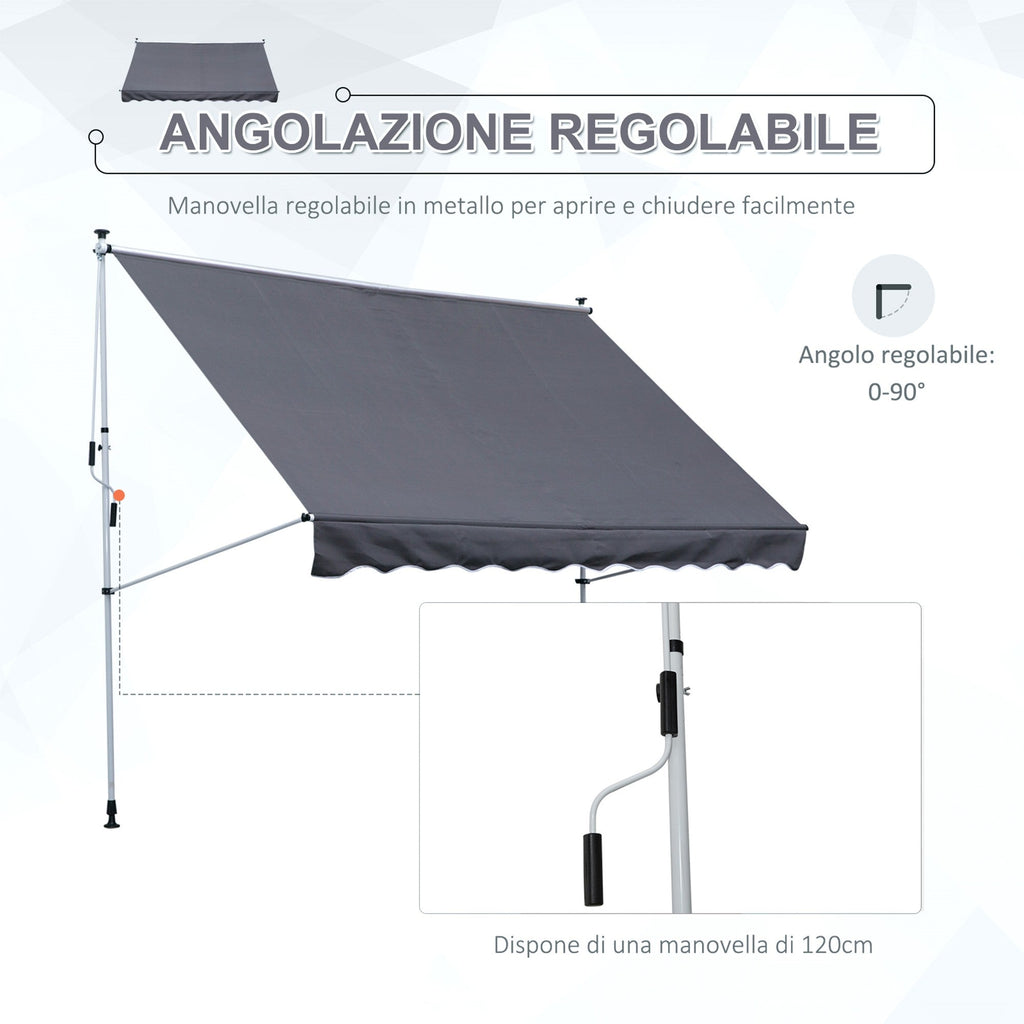 Easycomfort Tenda da Sole 3x1.5 m a Bracci with Manovella, Struttura Telescopica in Metallo e Parasole in Poliestere