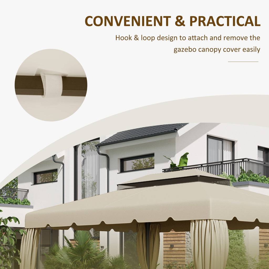 Easycomfort Tettuccio di Ricambio per Gazebo da Giardino 3x4m with Tetto a 2 Livelli in Poliestere Beige