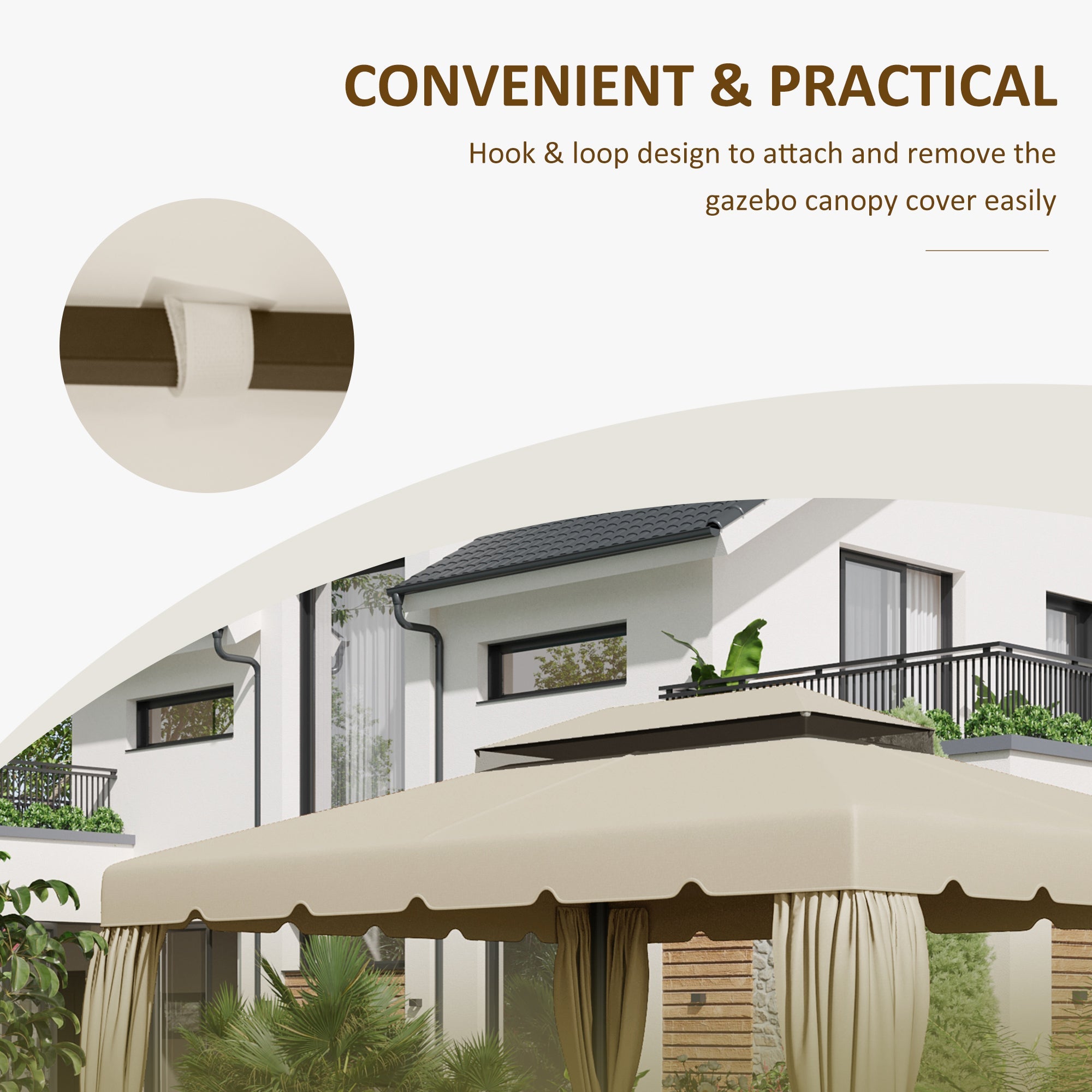 Easycomfort Tettuccio di Ricambio per Gazebo da Giardino 3x4m with Tetto a 2 Livelli in Poliestere Beige