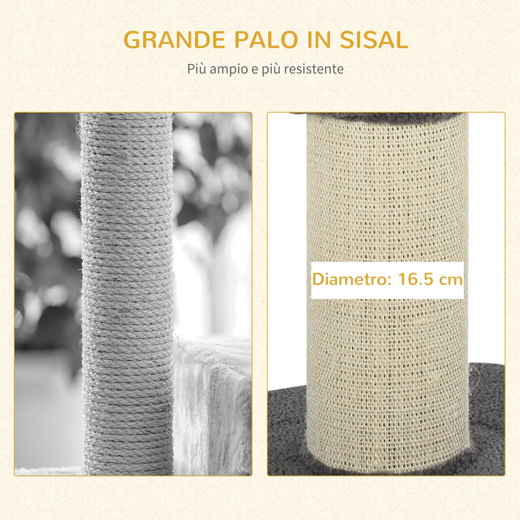 EASYCOMFORT Tree Scratching Post for Cats with Kennel, Cushion, Plush Cover and Sisal Rope Poles