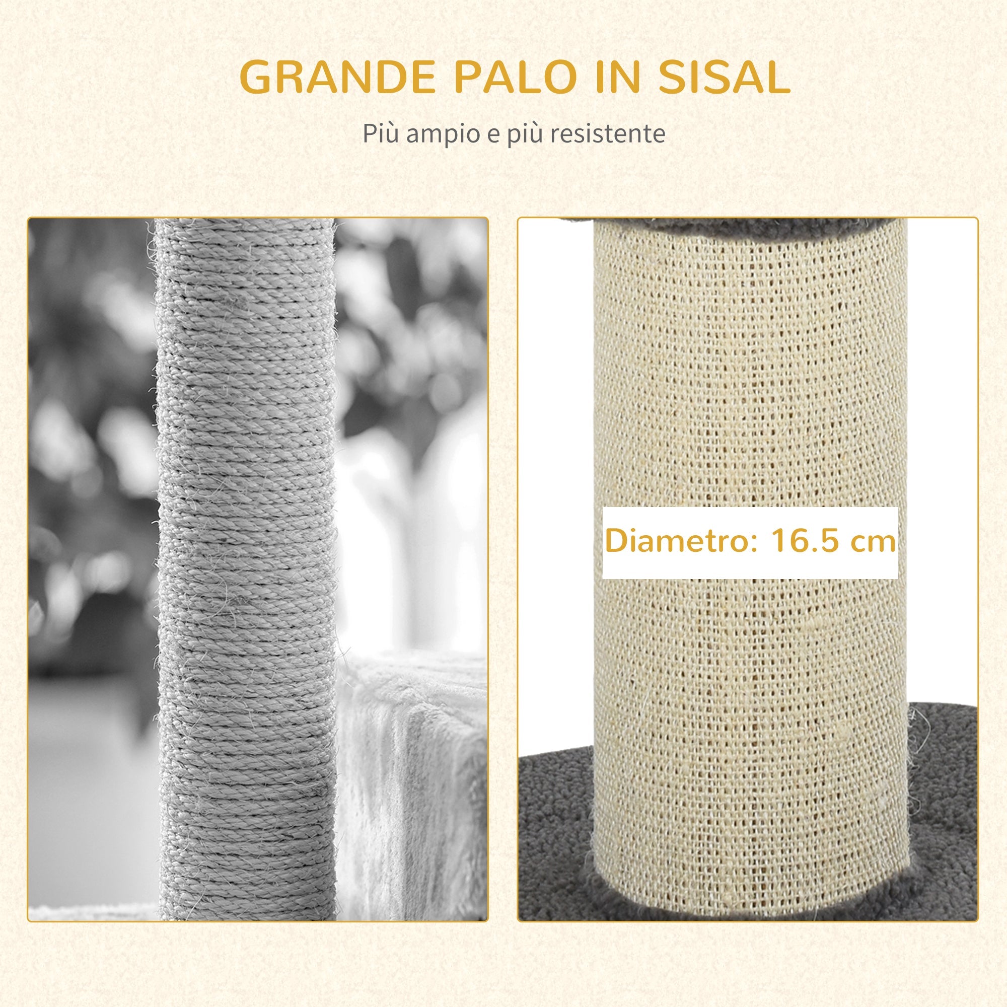 EASYCOMFORT Tree Scratching Post for Cats with Kennel, Cushion, Plush Cover and Sisal Rope Poles