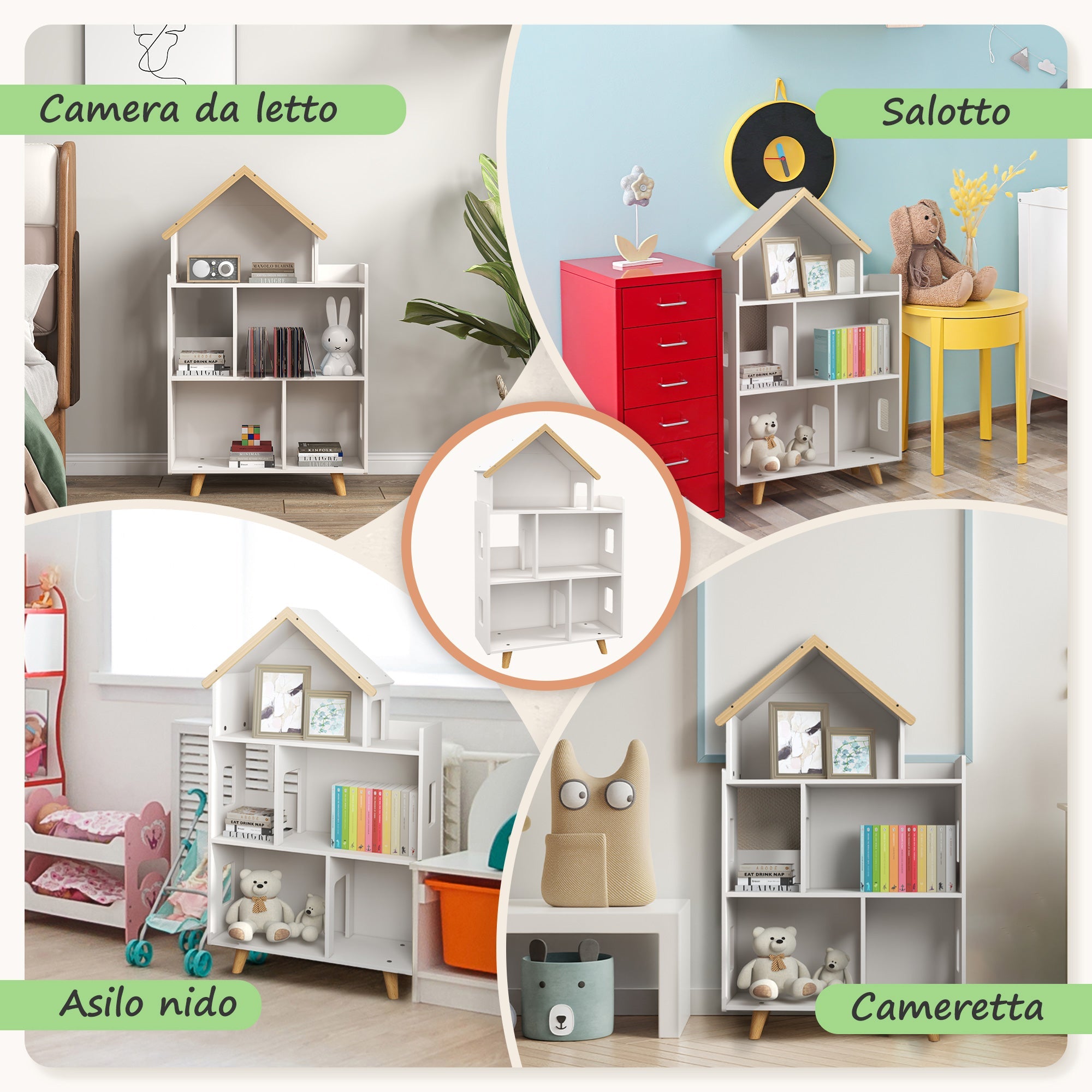 EasyComfort ZONEKIZ Kinderboekenkast 3 niveaus 65x25x108.5 cm
