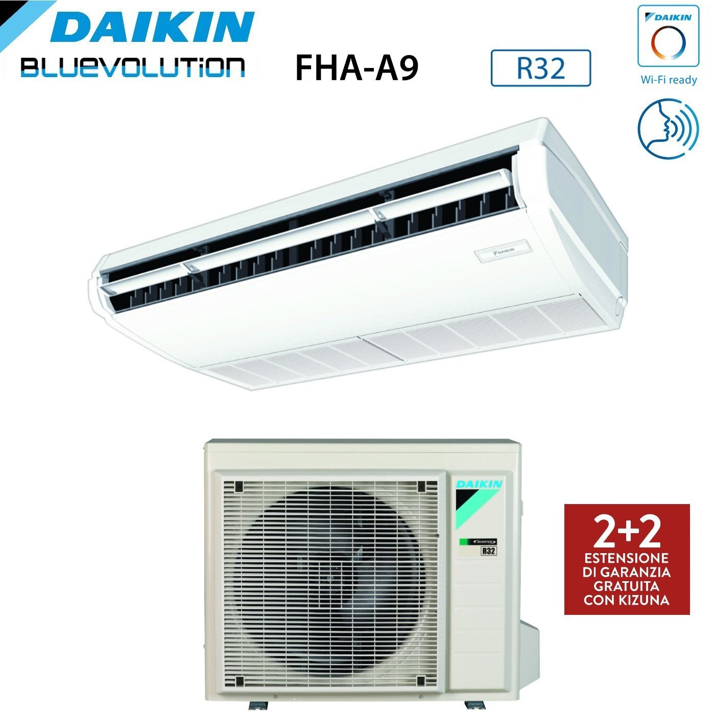 Daikin Wall Mounted Ceiling Air Conditioner DC Inverter 12000 Btu FHA35A R-32 Wi-Fi Optional A++/A+ - Italian Warranty
