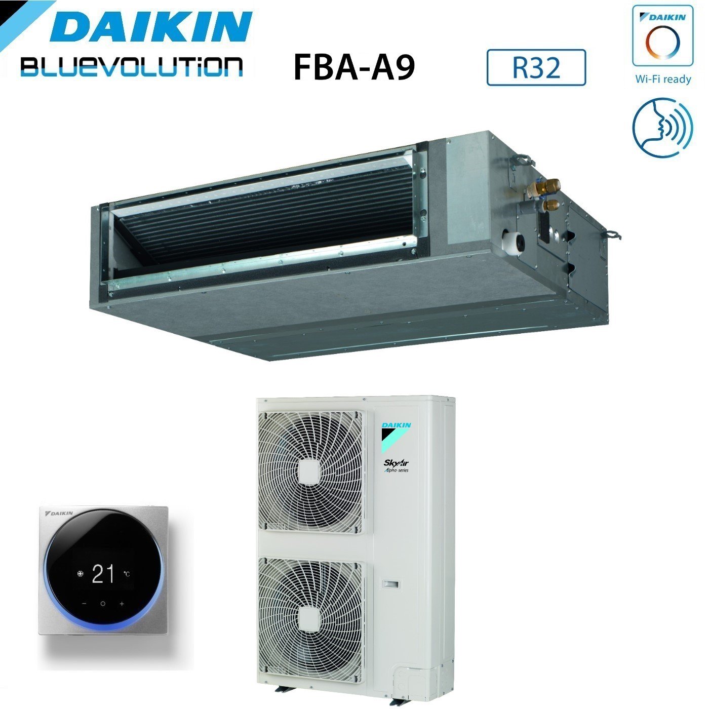 Daikin Bluevolution Ducted Air Conditioner Medium Pressure 36000 Btu FBA100A + RZAG100NV1 Single Phase R-32 Wi-Fi Optional with Wired Control